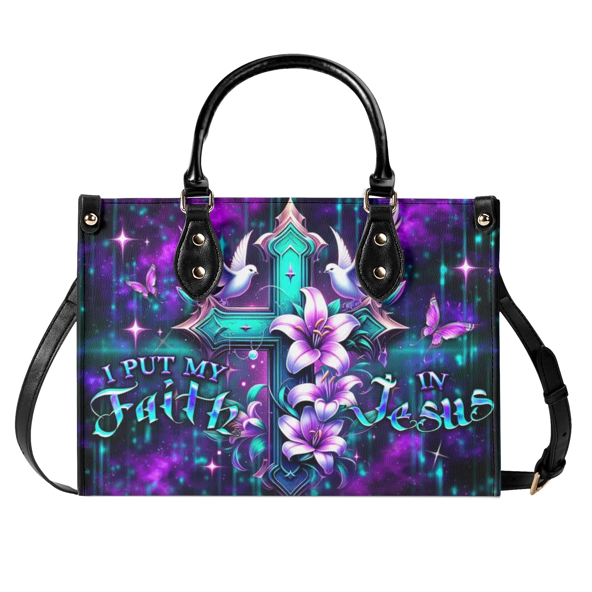 I Put My Faith In Jesus Leather Handbag - Yhdu0410245