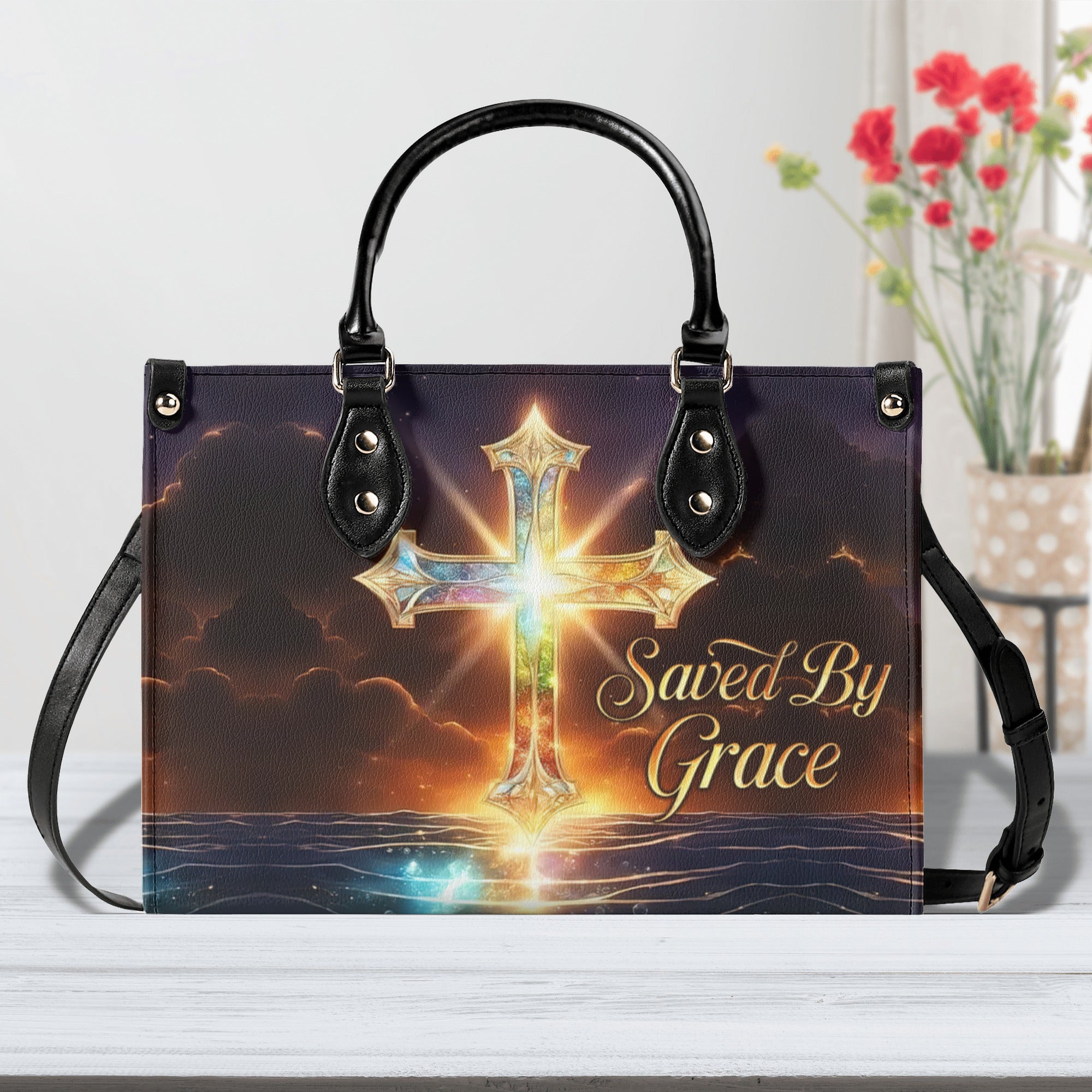 Saved By Grace Cross  Leather Handbag - Tlno2811244