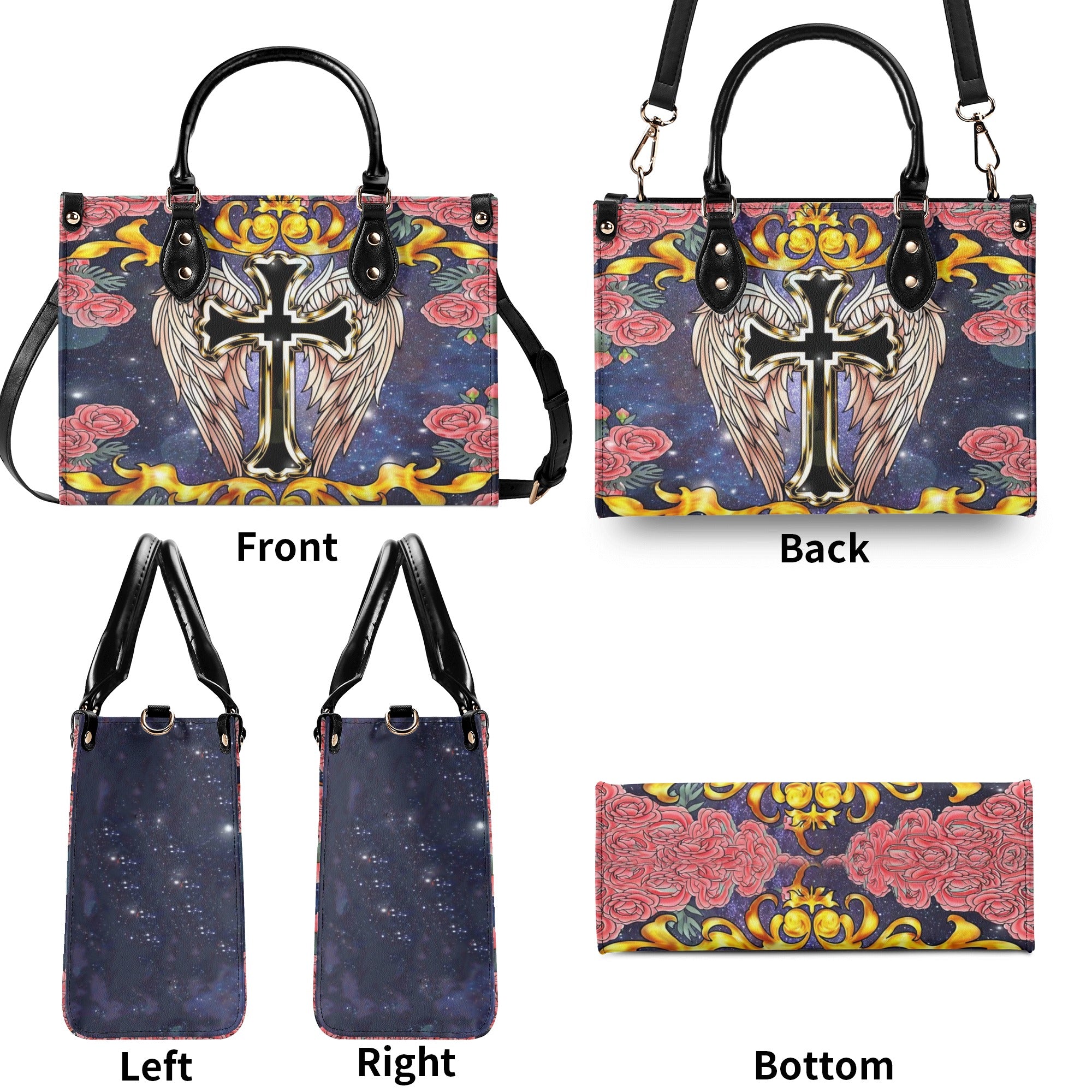 CROSS WINGS FLOWER LEATHER HANDBAG - YHLN0912244
