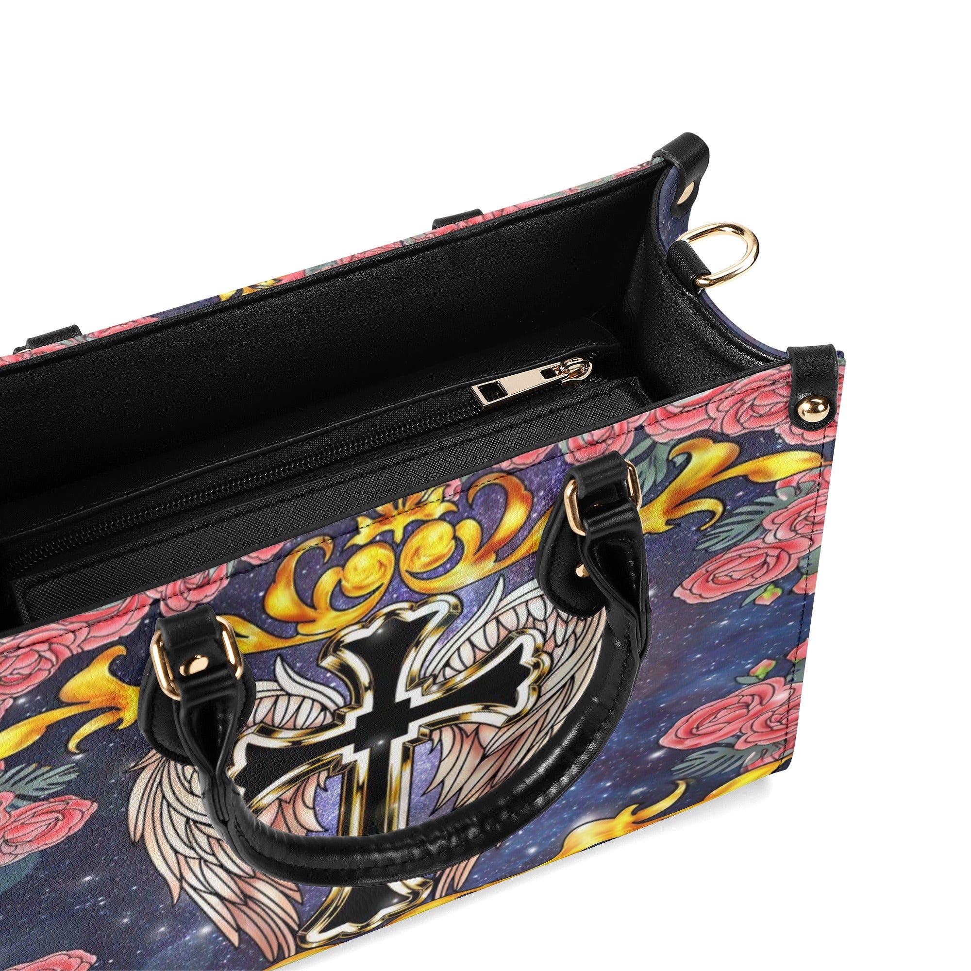 CROSS WINGS FLOWER LEATHER HANDBAG - YHLN0912244