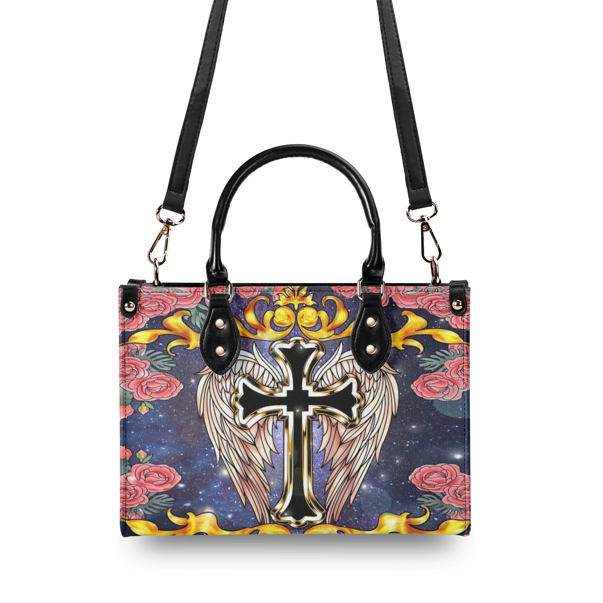 CROSS WINGS FLOWER LEATHER HANDBAG - YHLN0912244