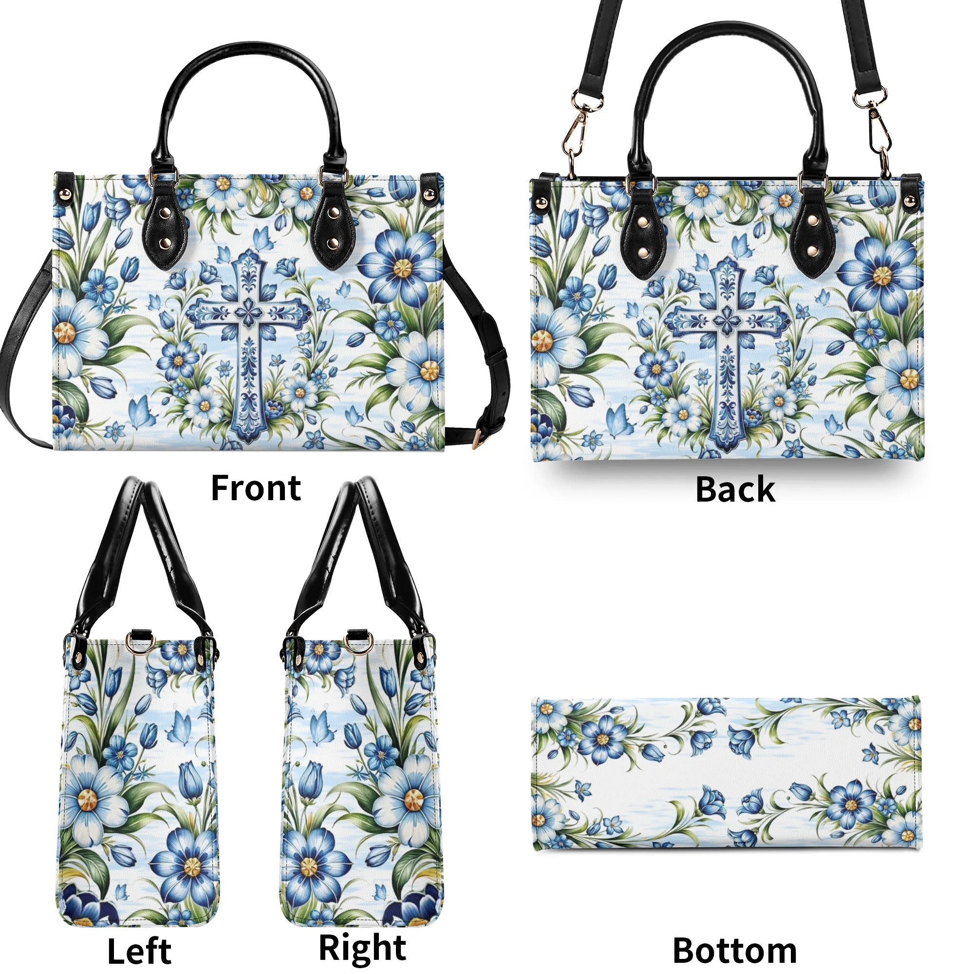 Cross Flower Leather Handbag - Tlnt1807244