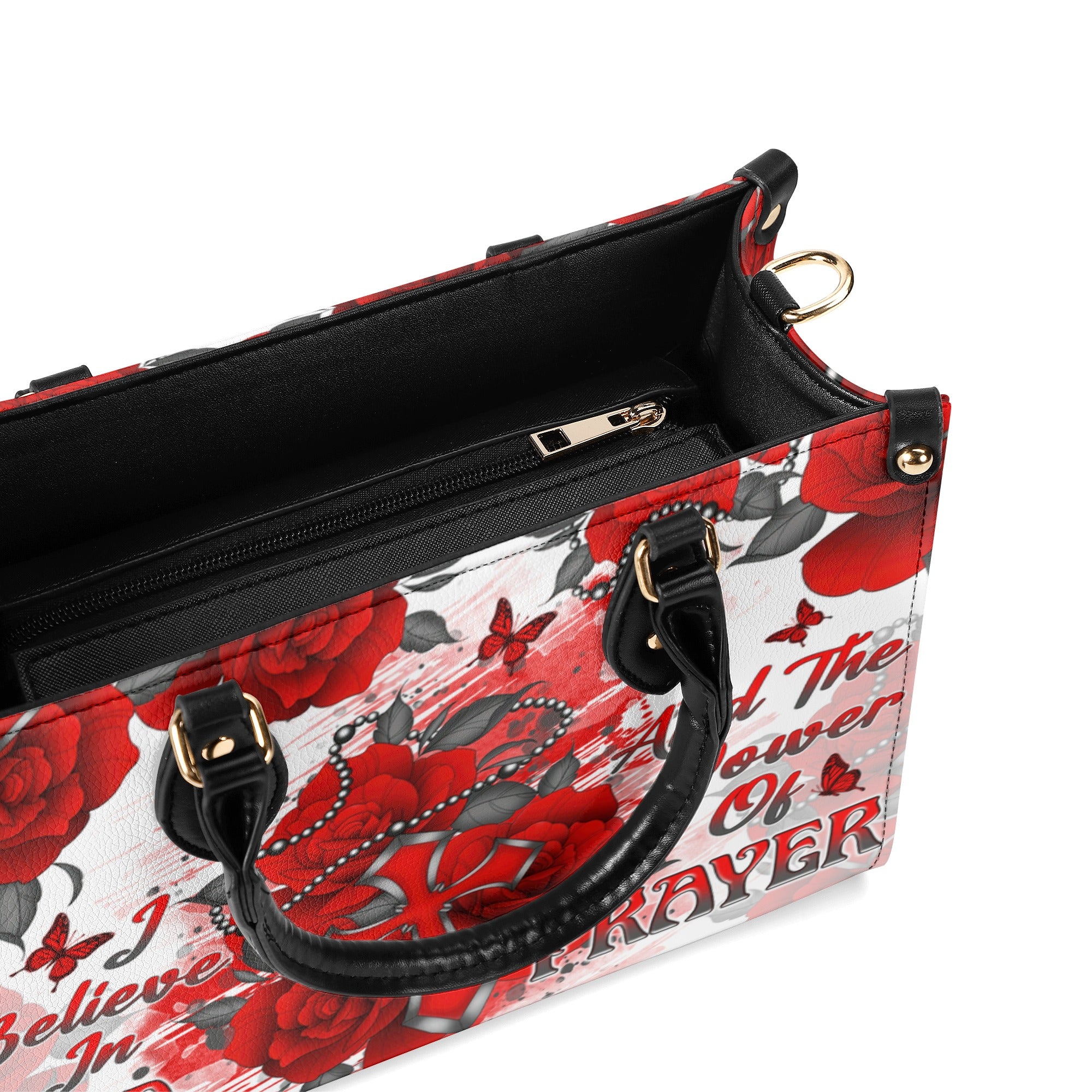 I Believe In God Rose Cross  Leather Handbag  - Tlnt2012244
