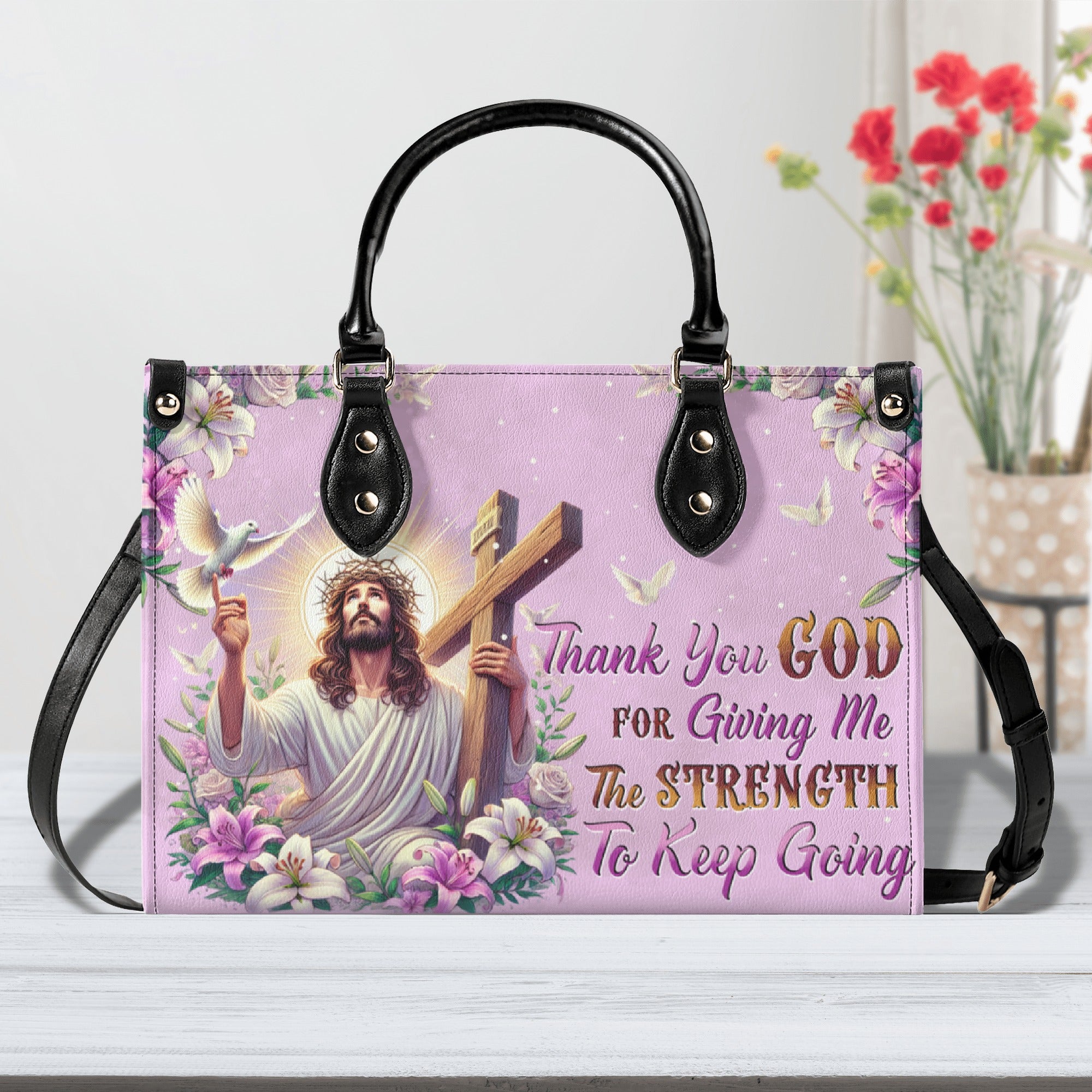 Thank You God Leather Handbag - Tytd1004252