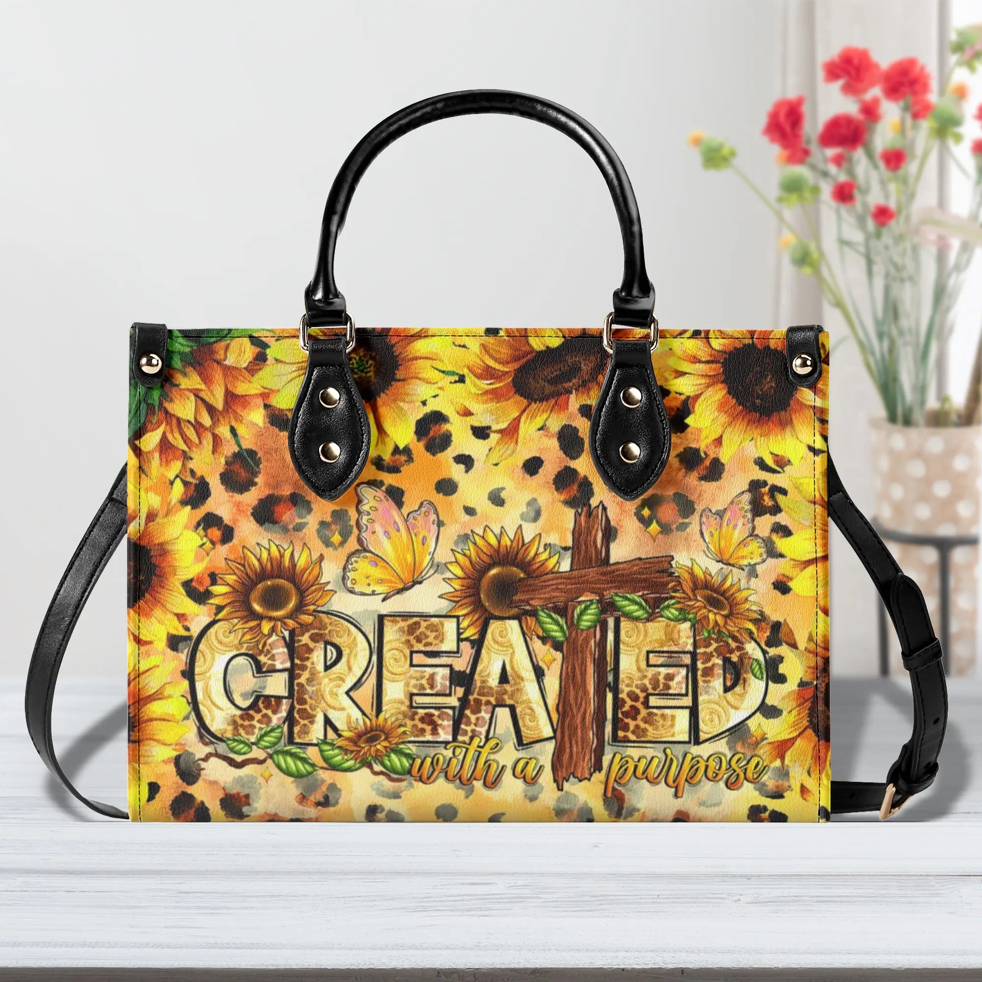 Created With A Purpose Sunflower Leather Handbag - Tlnt2006244