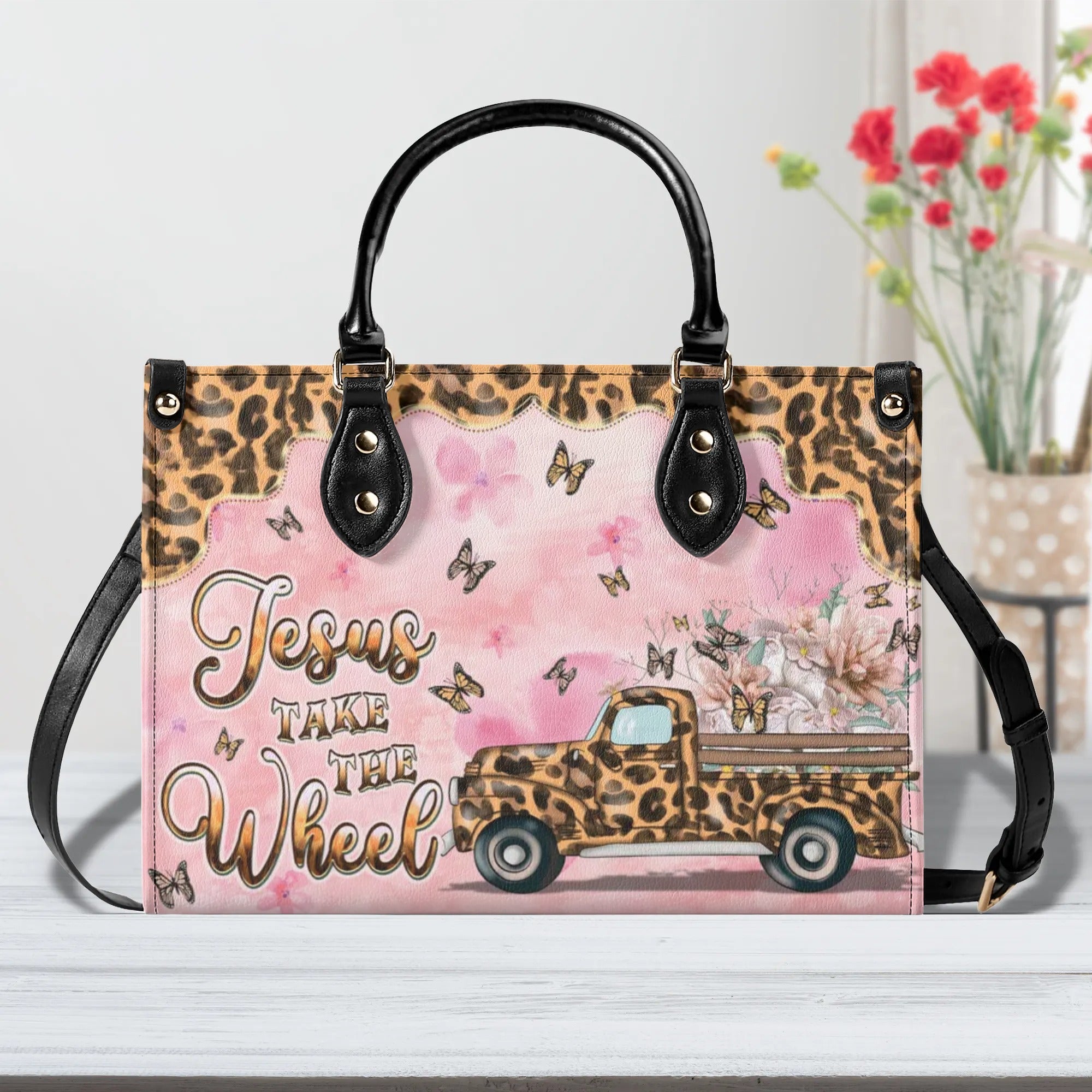 Jesus Take The Wheel Leather Handbag - Tlpq2509244