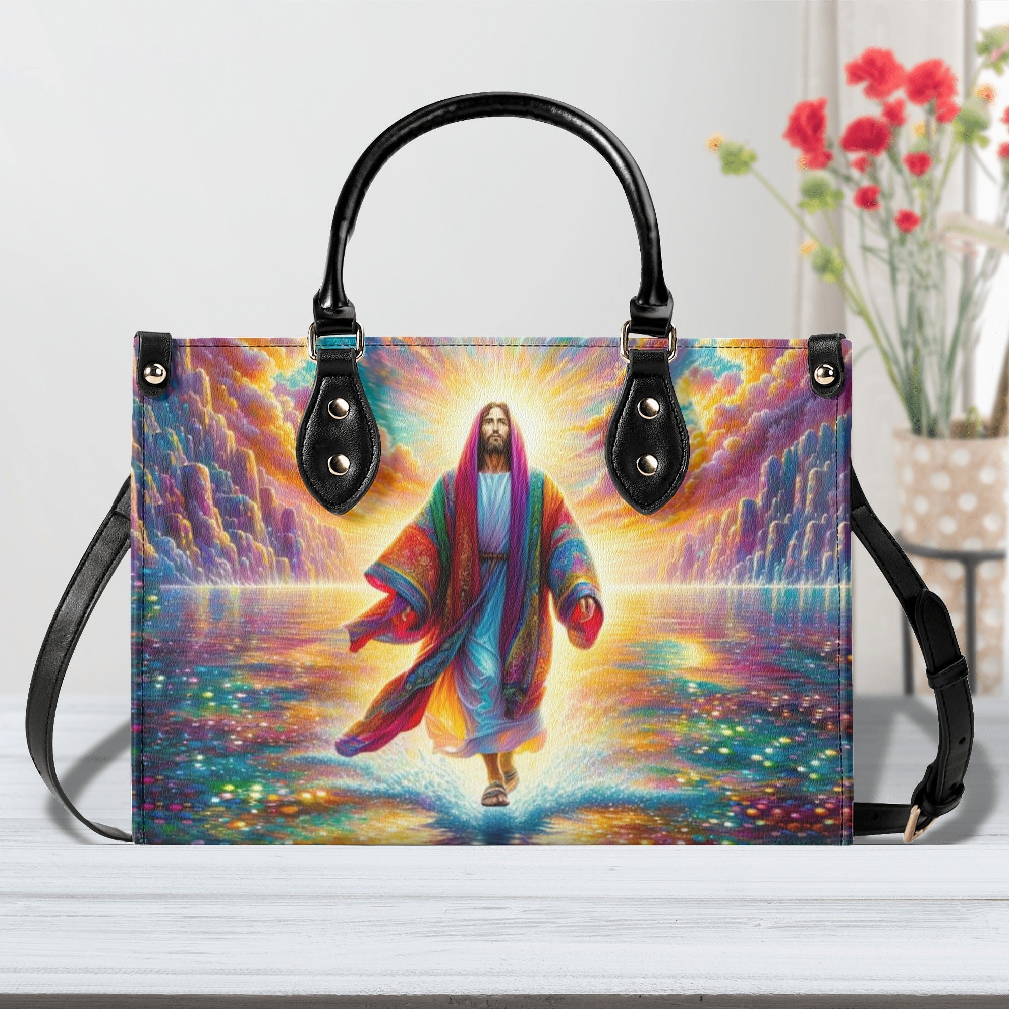 Jesus Walking on Water Leather Handbag - Yhhn1912244