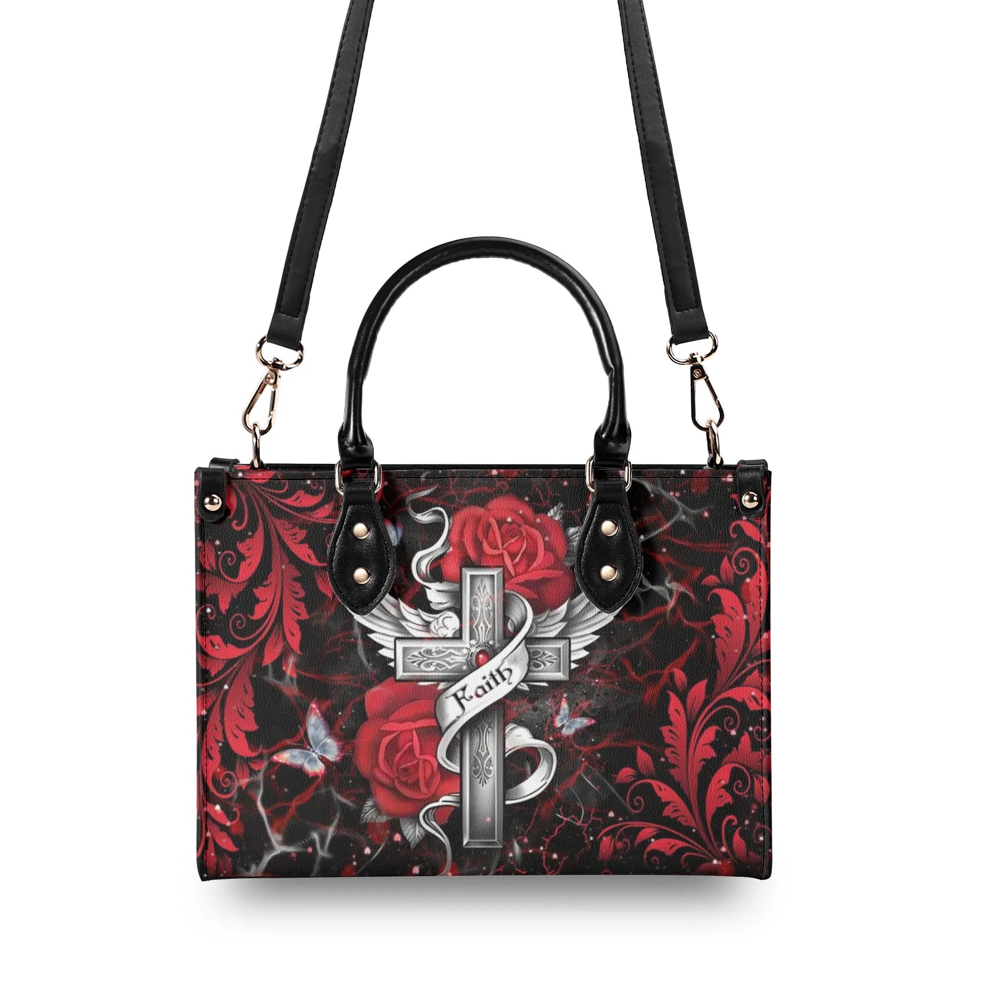 God Is My Strength Leather Handbag - Yhdu0310244