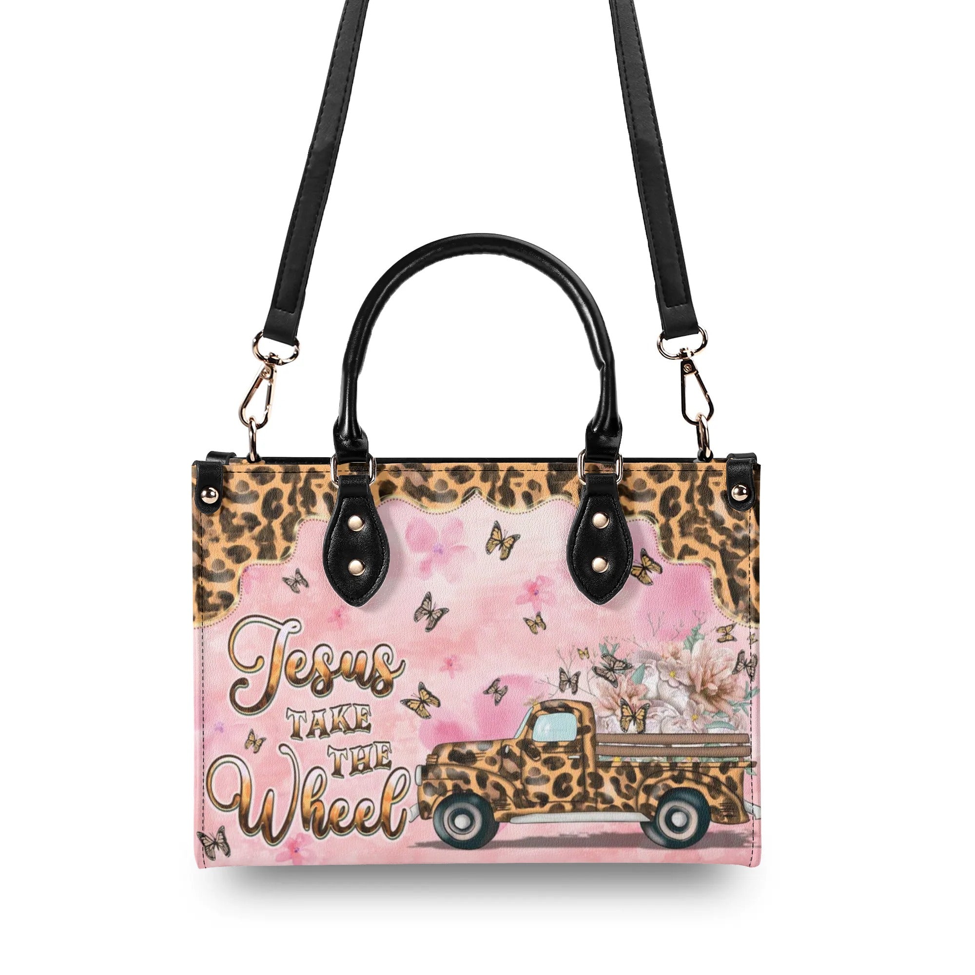 Jesus Take The Wheel Leather Handbag - Tlpq2509244