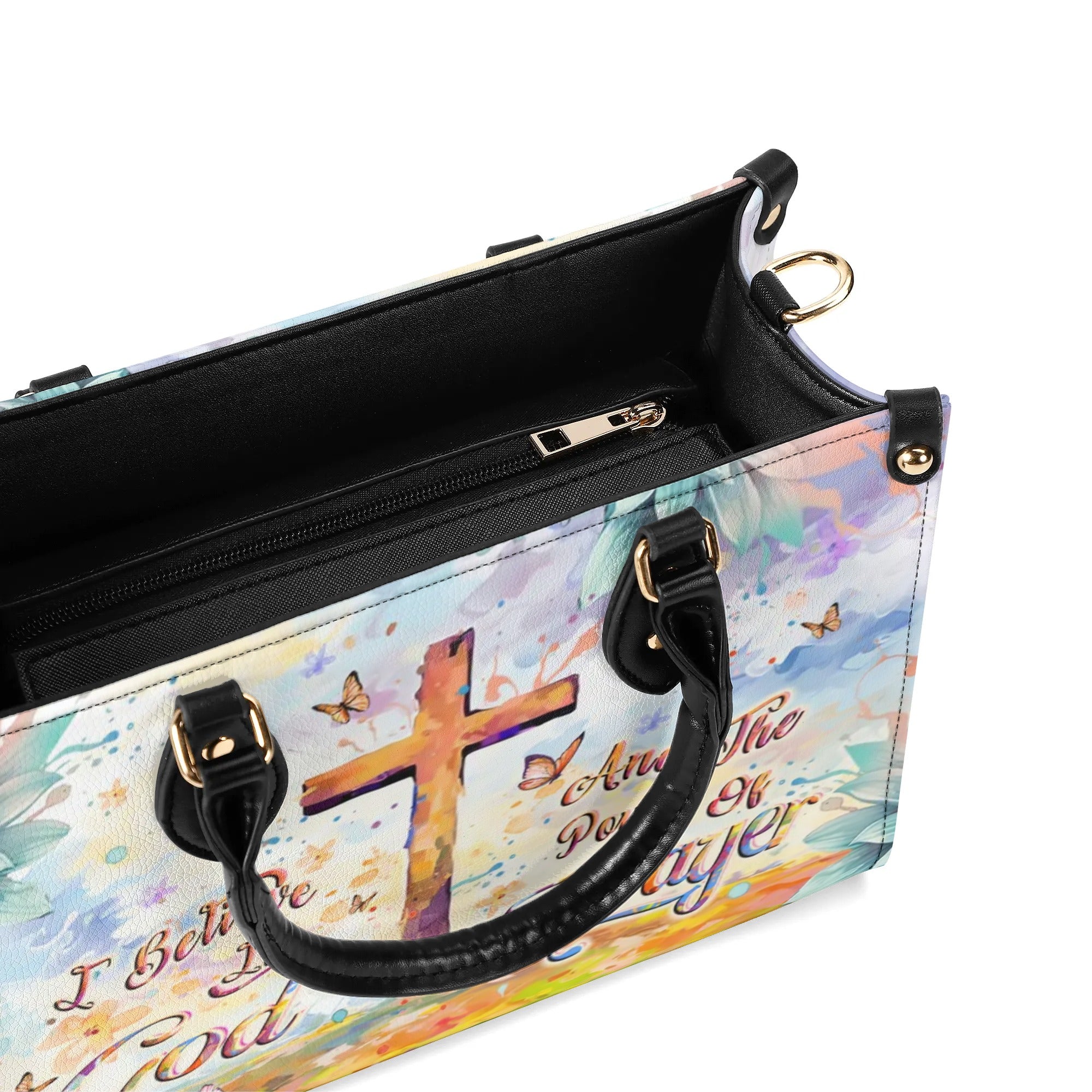 I Believe In God Leather Handbag - Yhlt1907242