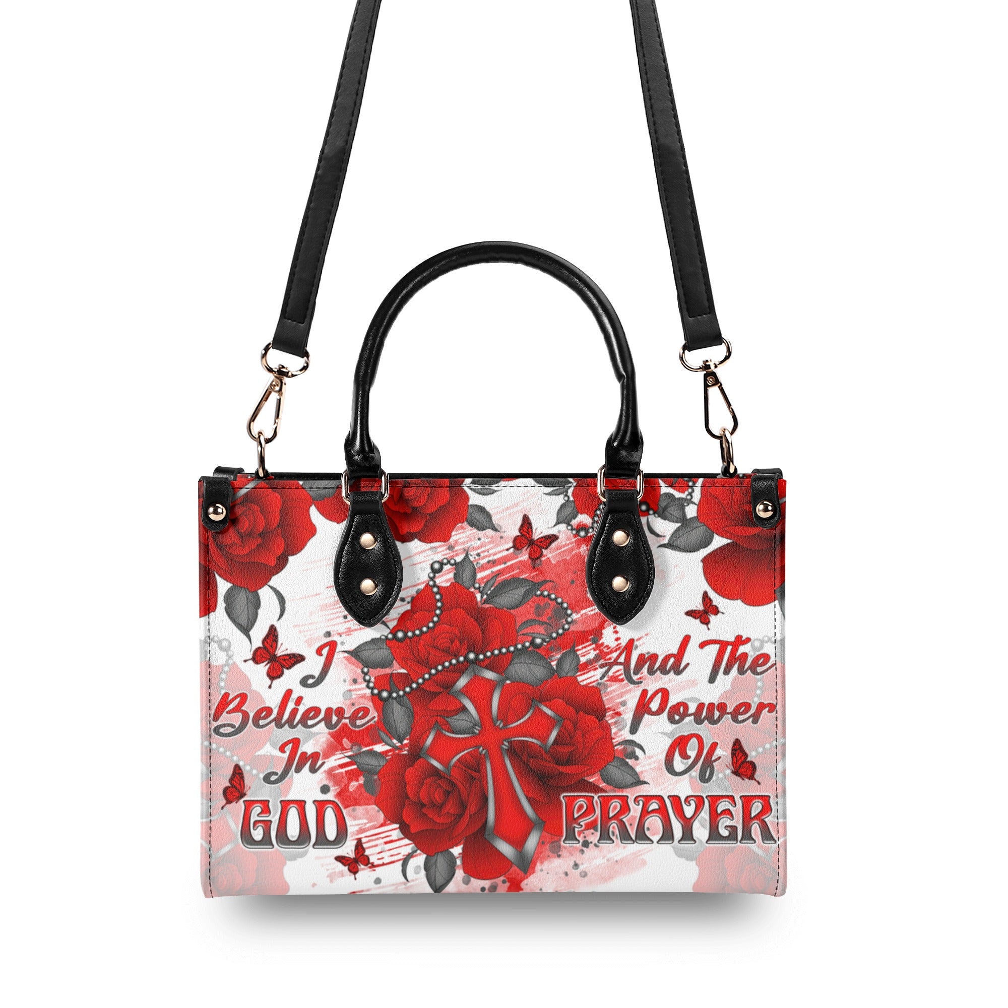 I Believe In God Rose Cross  Leather Handbag  - Tlnt2012244