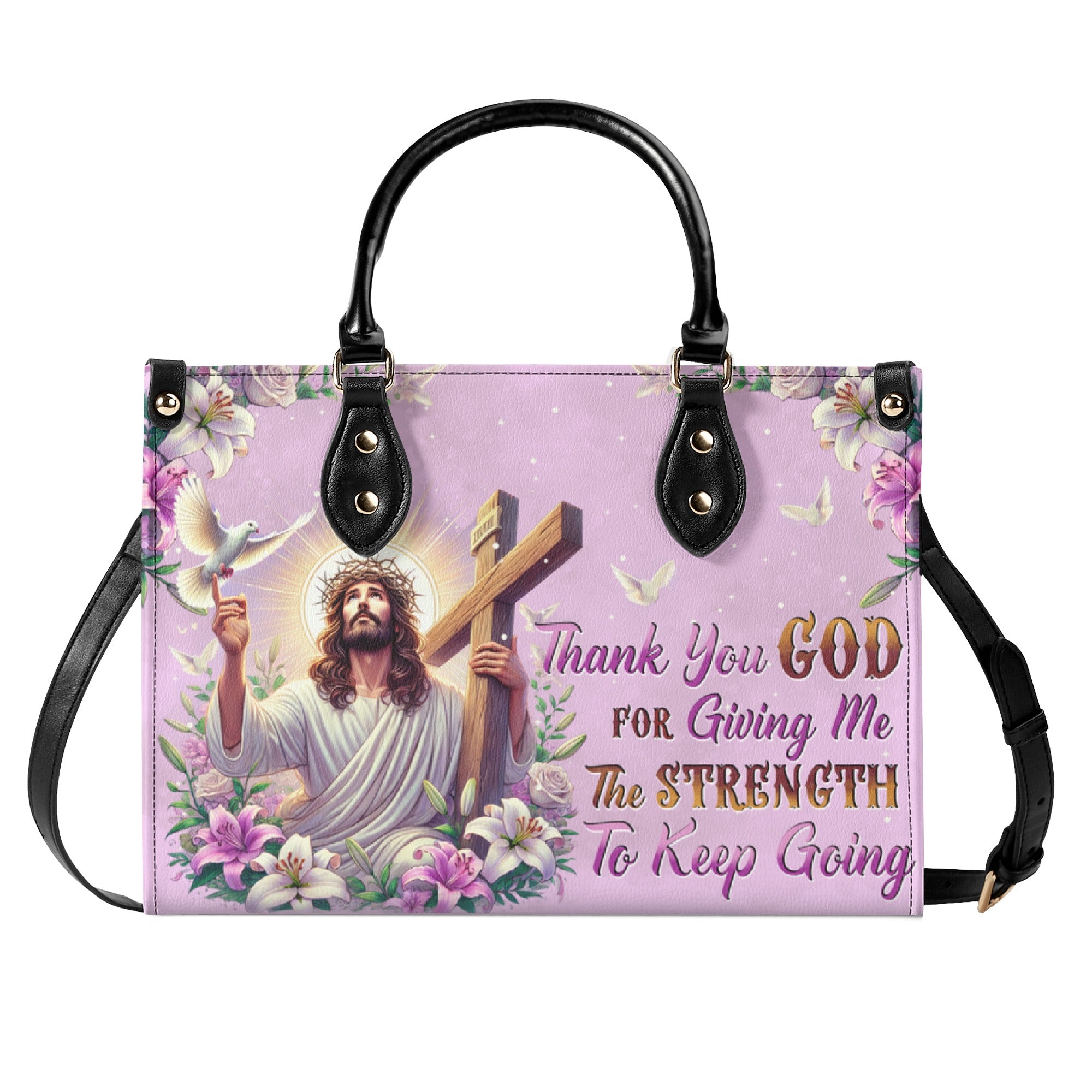 Thank You God Leather Handbag - Tytd1004252