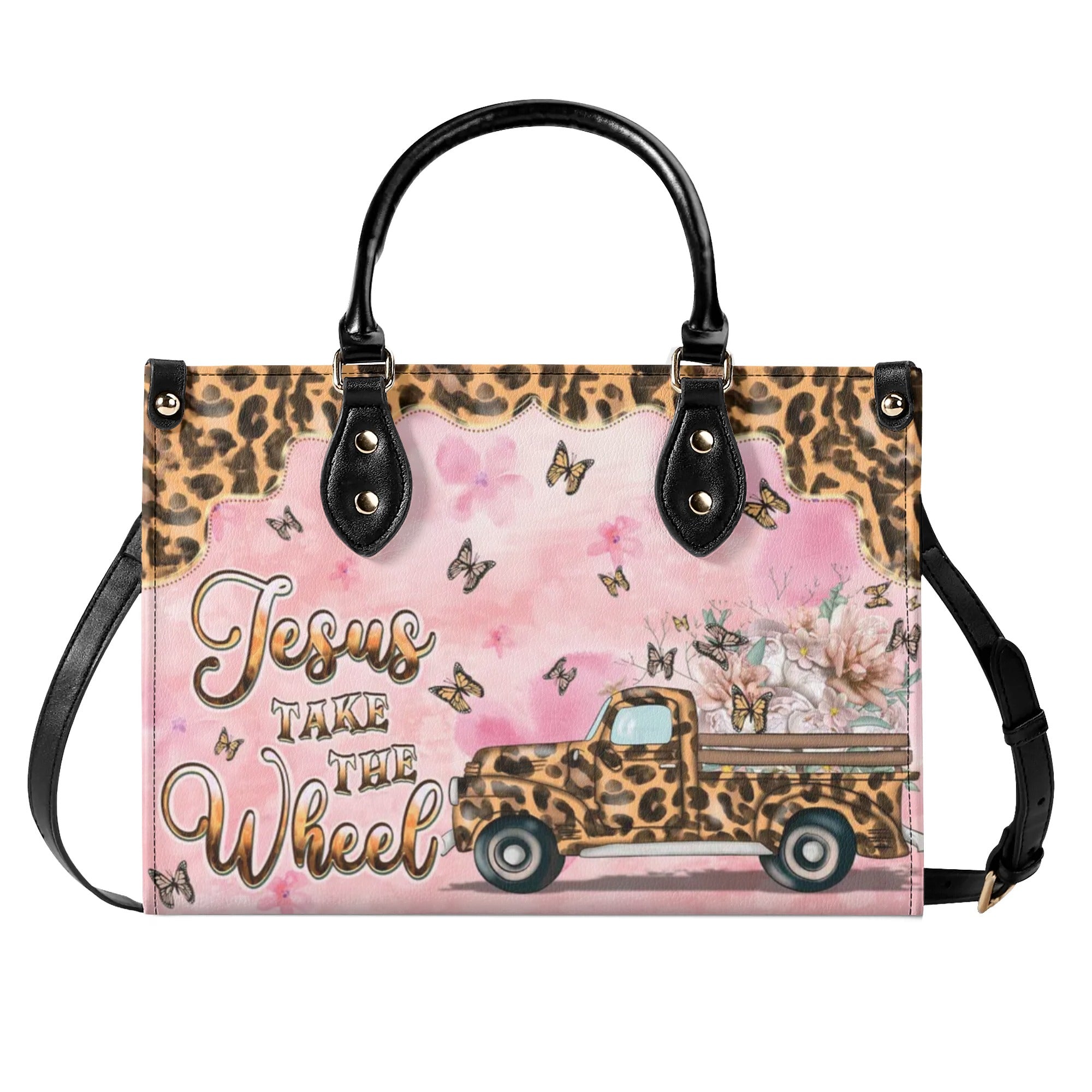 Jesus Take The Wheel Leather Handbag - Tlpq2509244