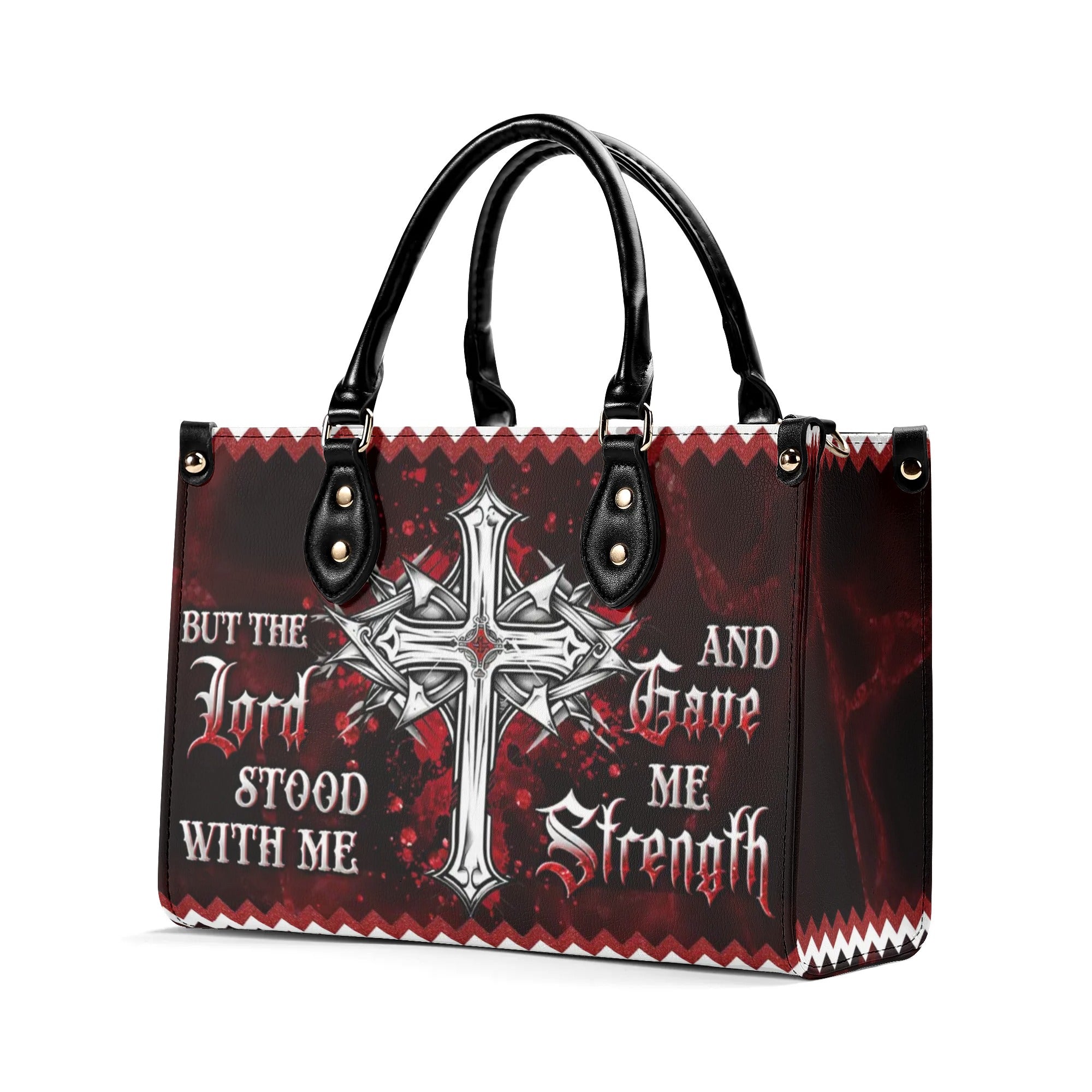 But The Lord Stood With Me Leather Handbag - Yhln0208244