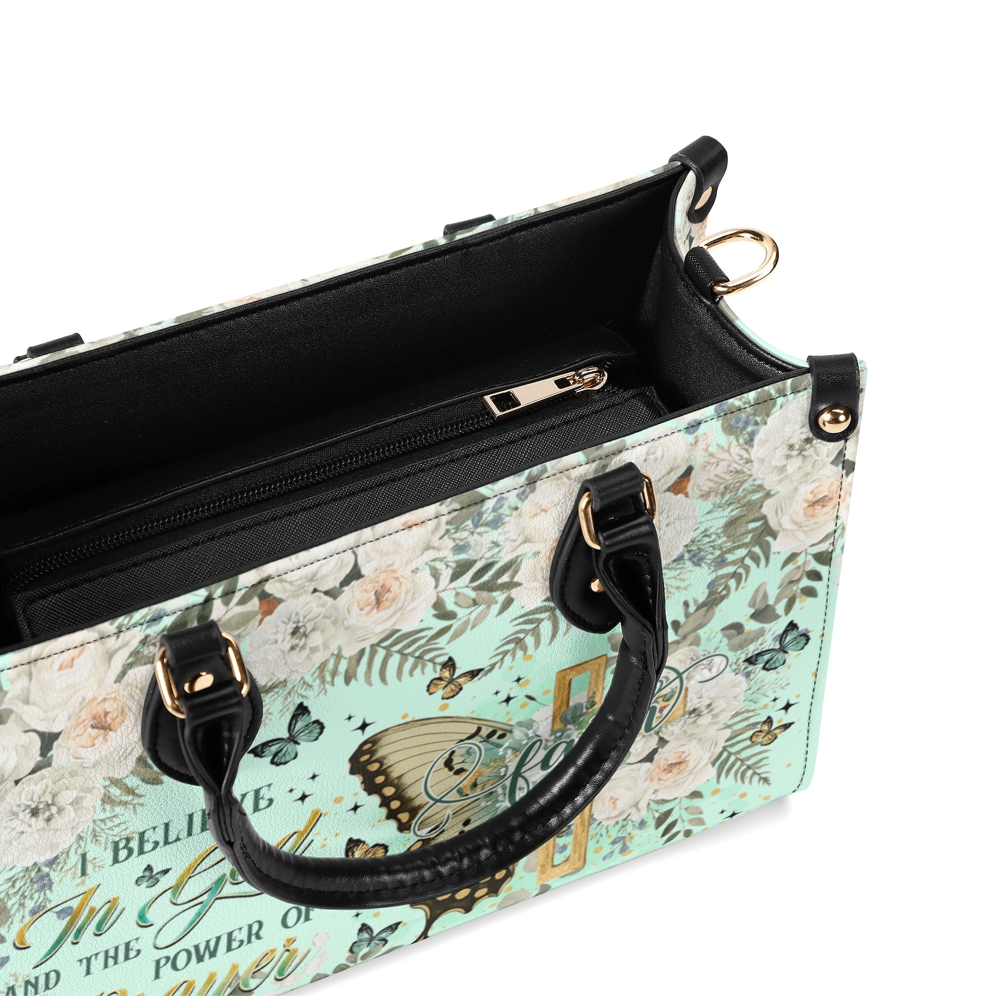 I Believe In God Butterfly Leather Handbag  - Tltr2712244