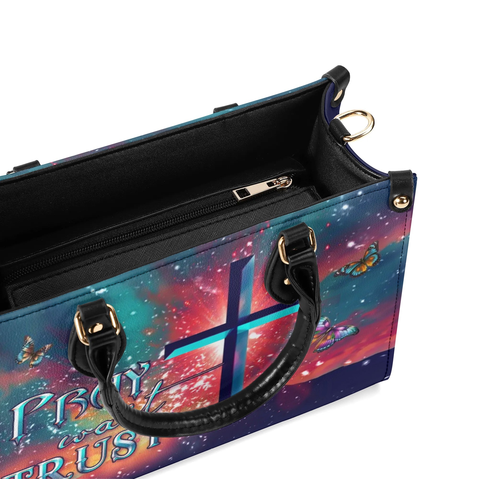Pray Wait Trust Leather Handbag - Yhdu2709242