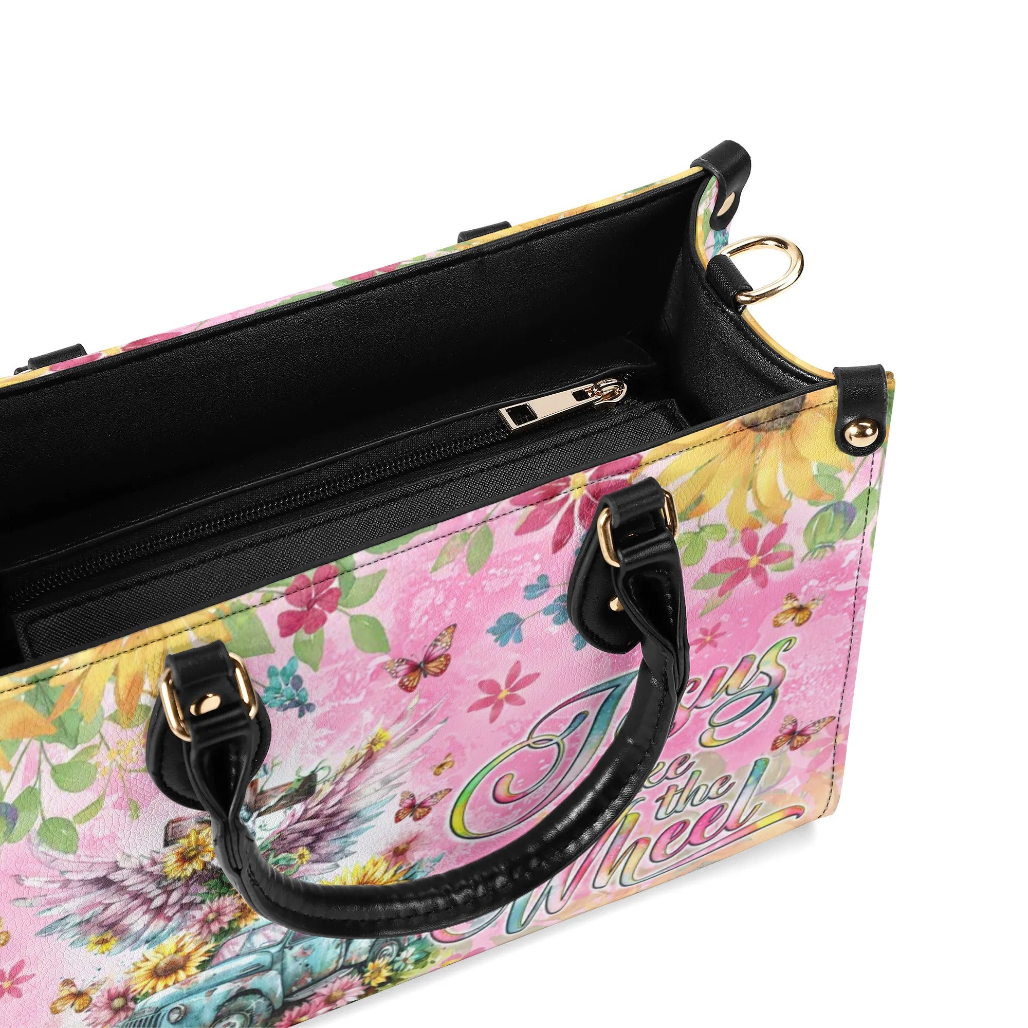 Jesus Take The Wheel Leather Handbag - Tlno3009244