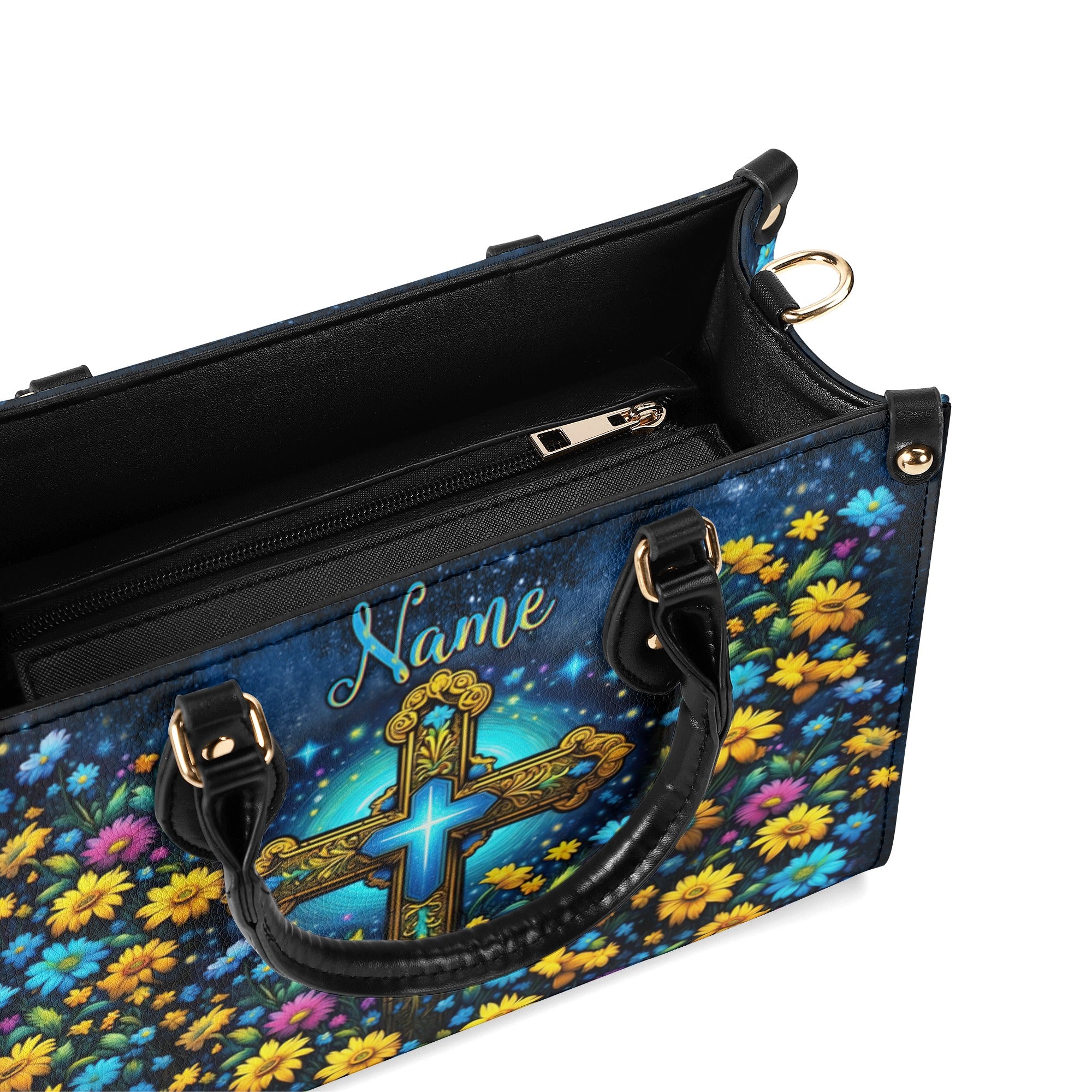 Cross Flower Leather Handbag - Tlnt0212244