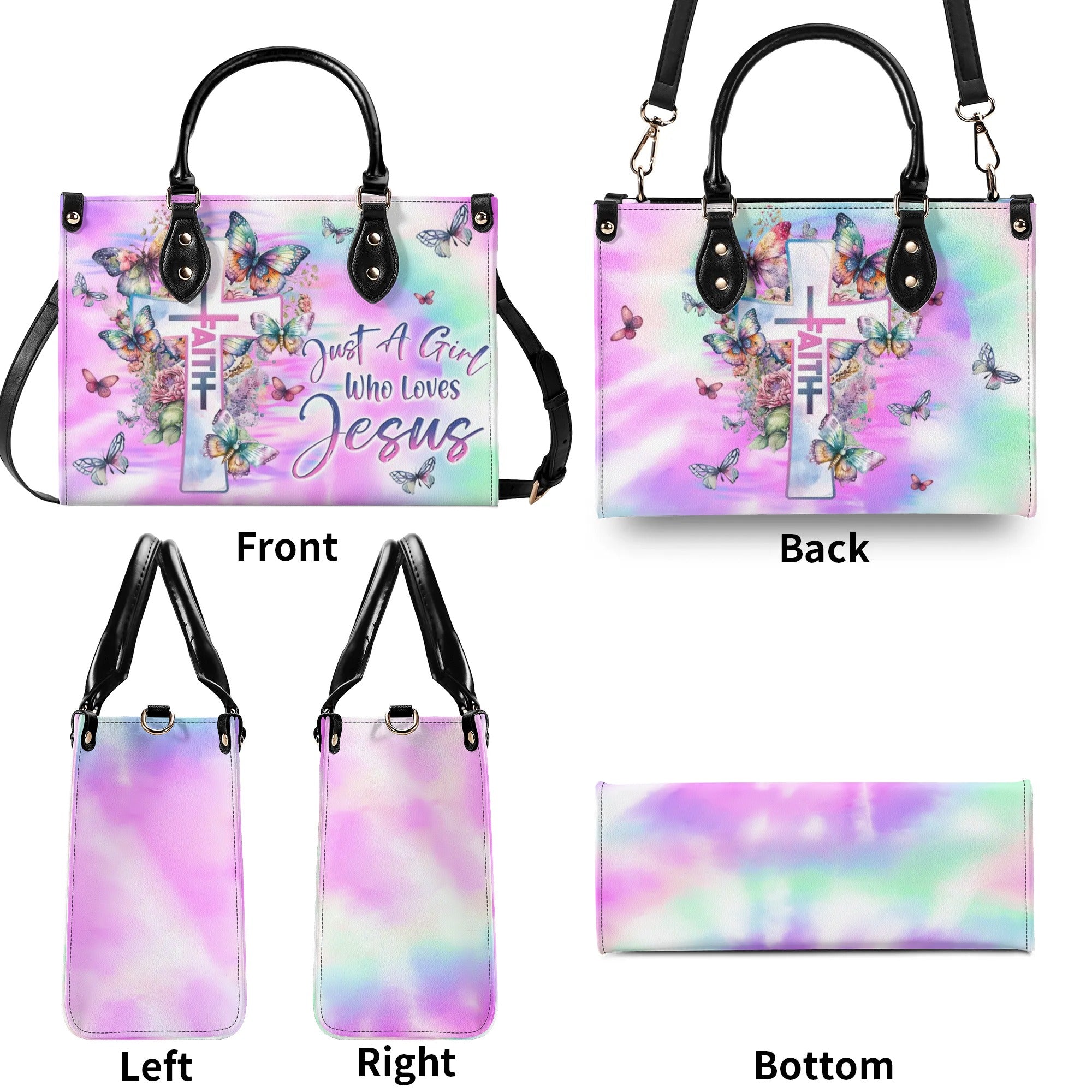 Just A Girl Who Loves Jesus Tie Dye Leather Handbag - Yhln0210244