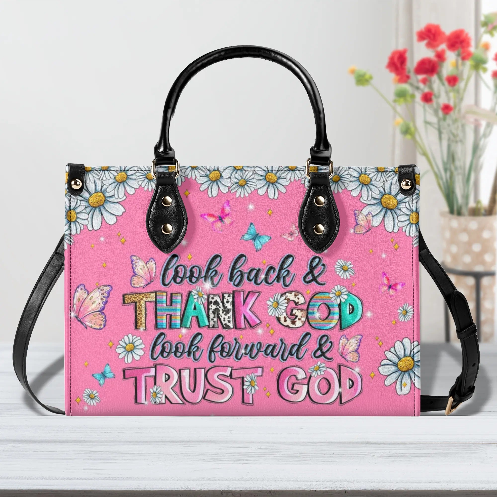 Look Back And Thank God Leather Handbag - Tlpq2606245