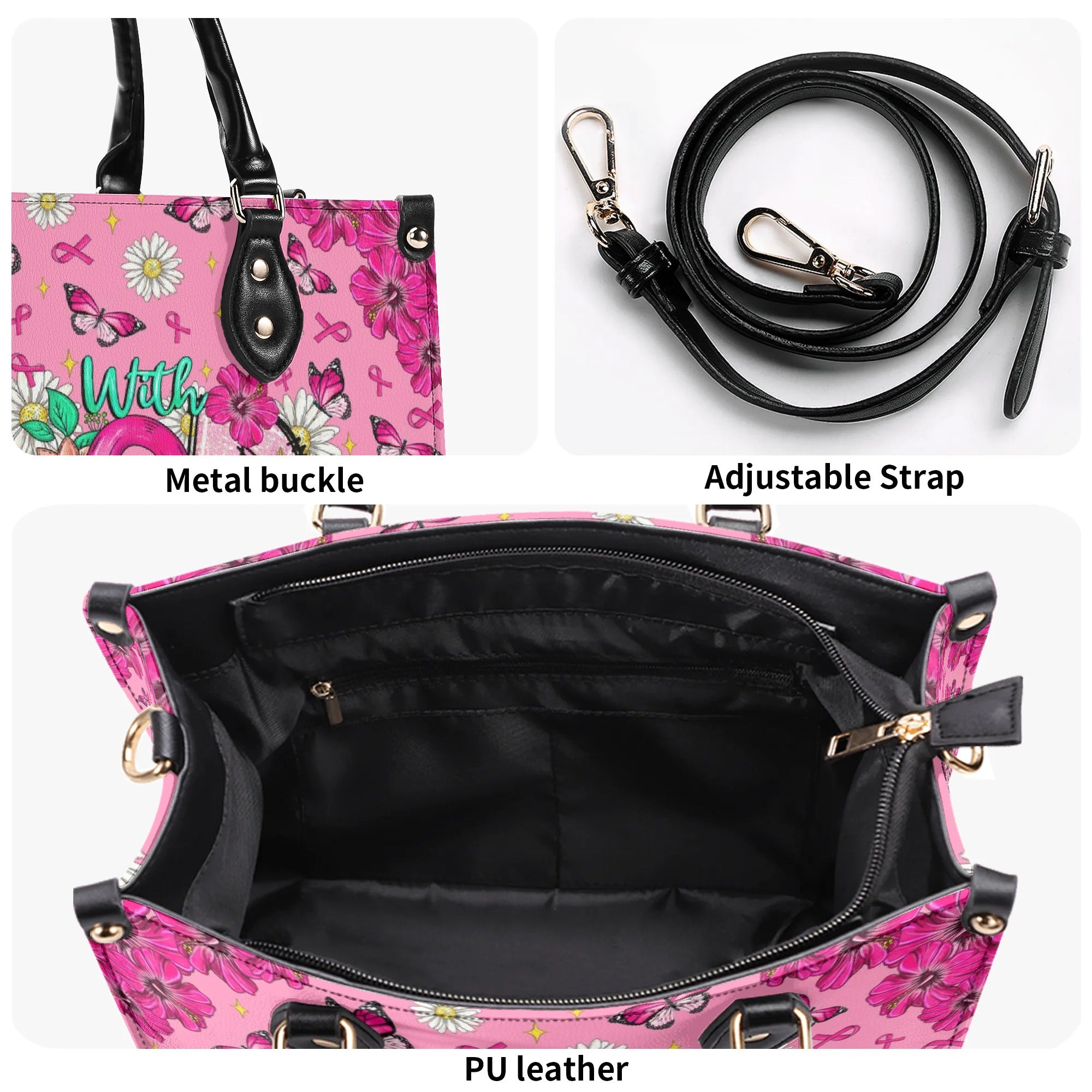 With God All Things Are Possible Breast Cancer Leather Handbag -  Tltr1308251