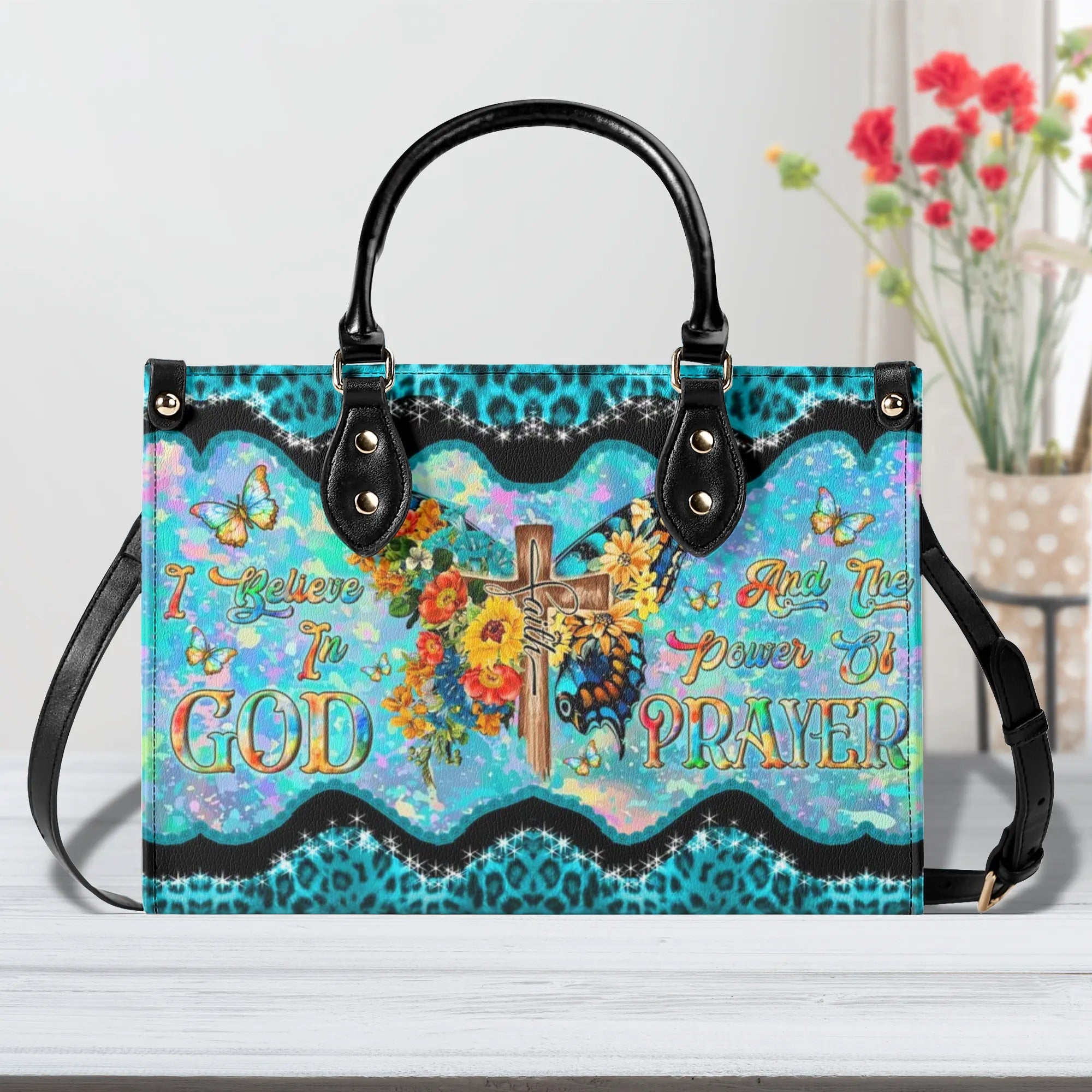 I Believe In God Leather Handbag - Yhln2507244