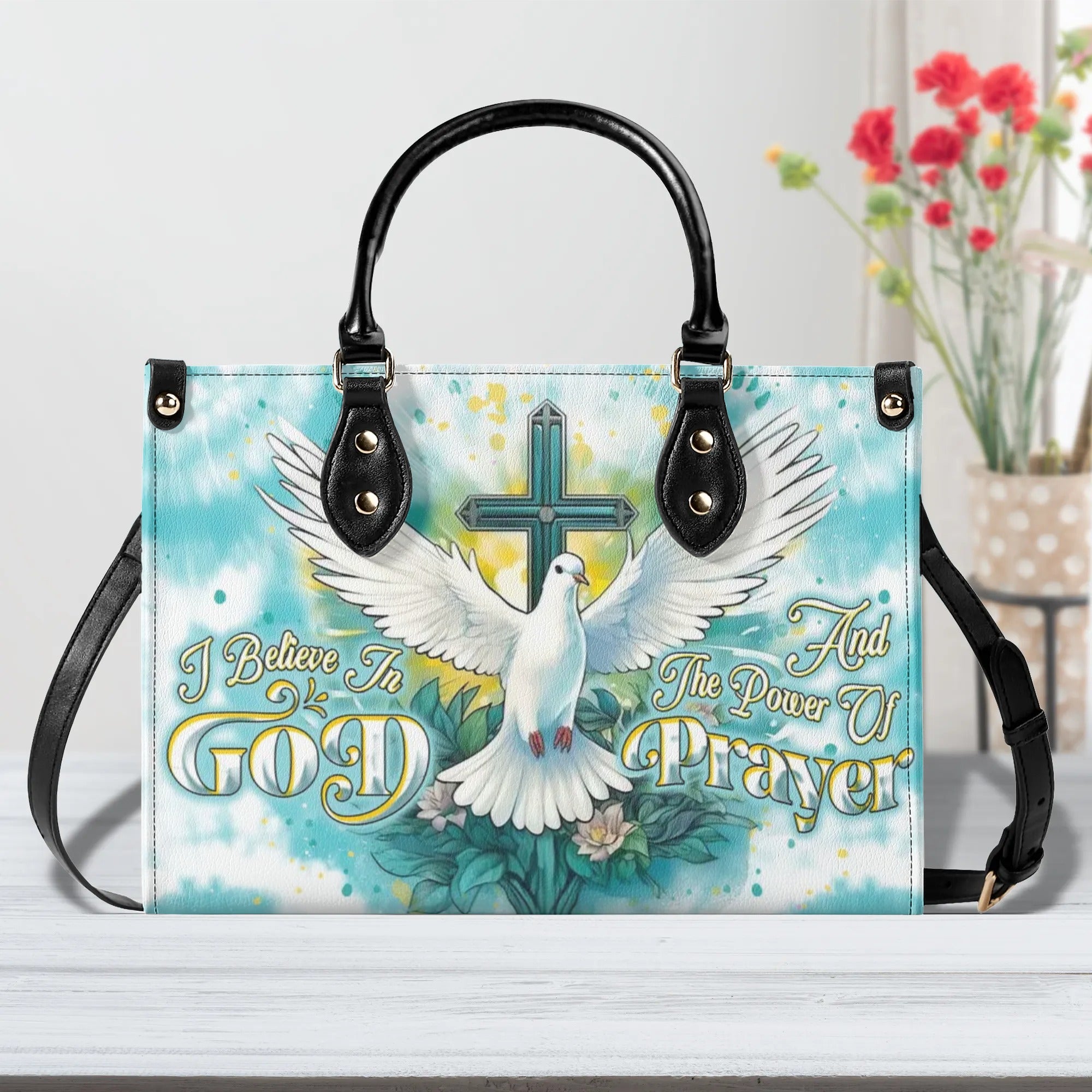 I Believe In God Leather Handbag - Yhdu2607243