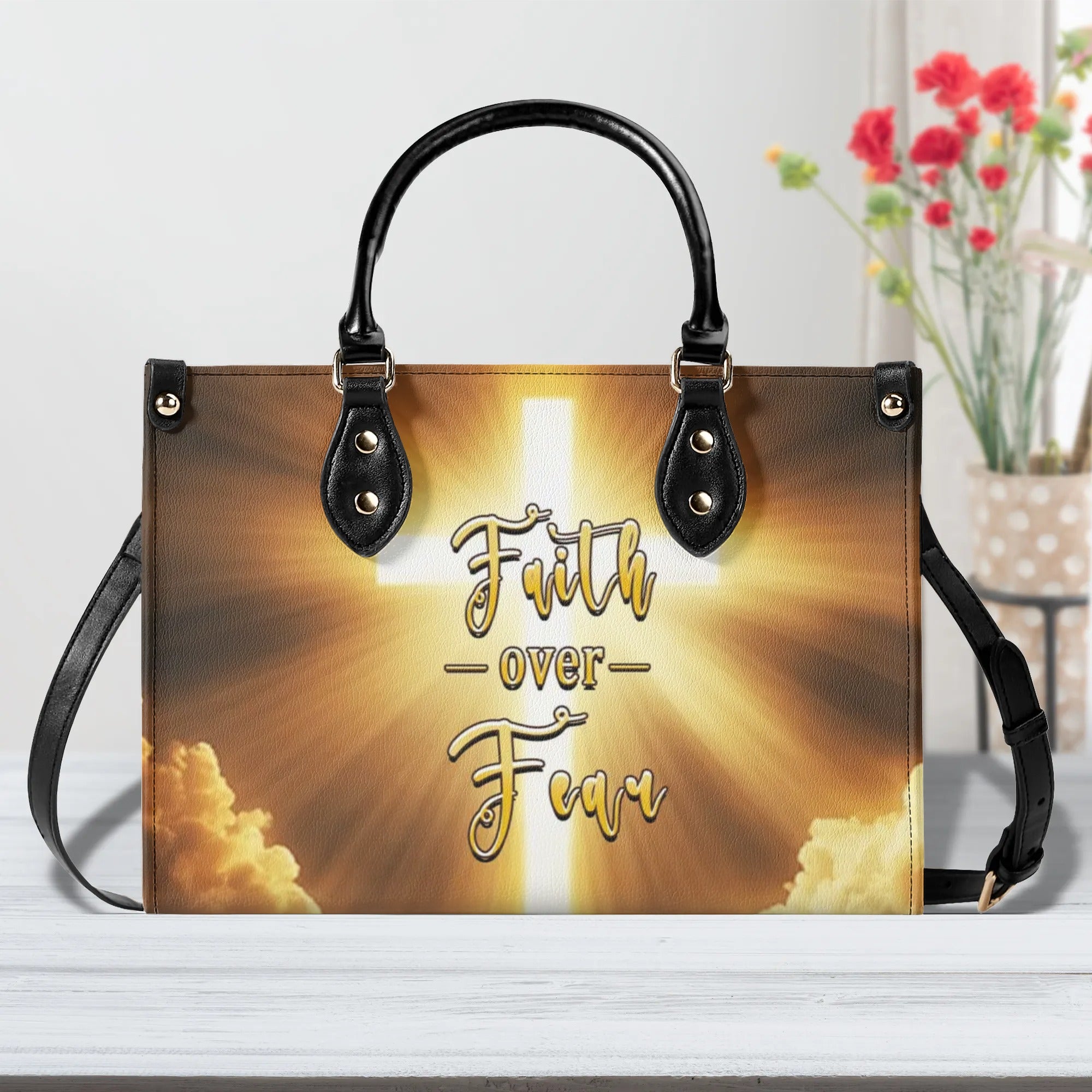 Faith Over Fear Leather Handbag - Yhhn1609244