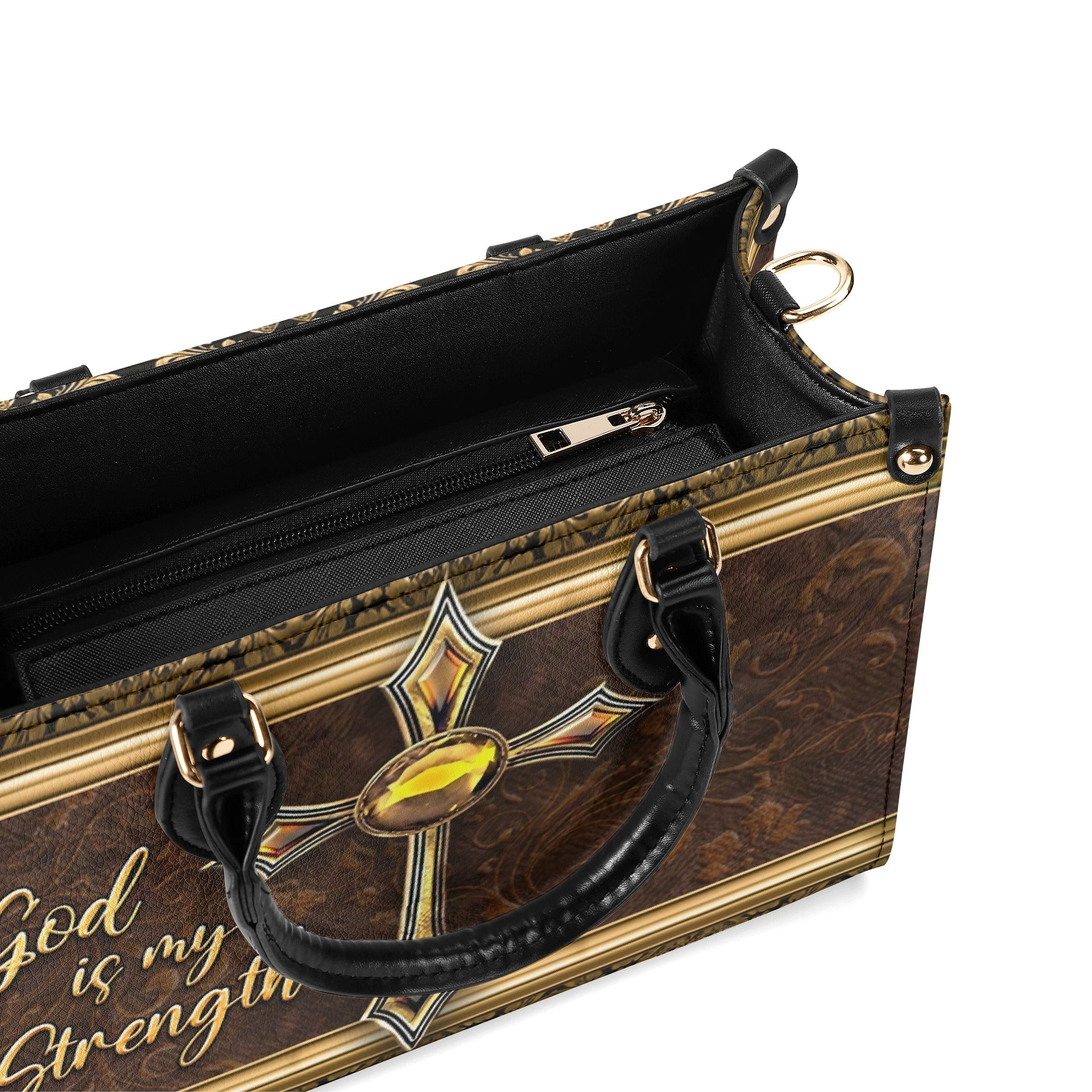 God Is My Strength Leather Handbag - Yhln1903254