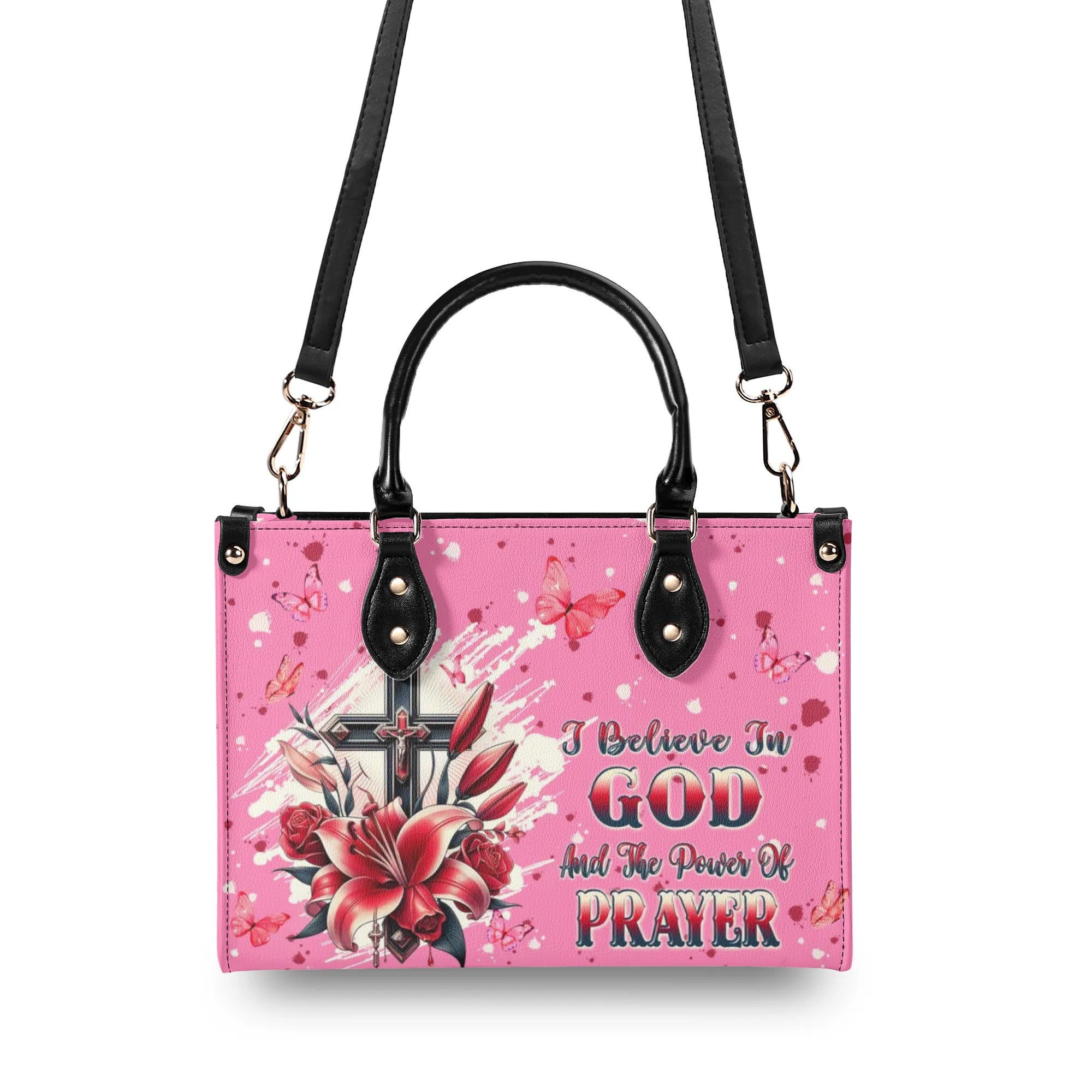 I Believe In God Leather Handbag - Tlpq0708244