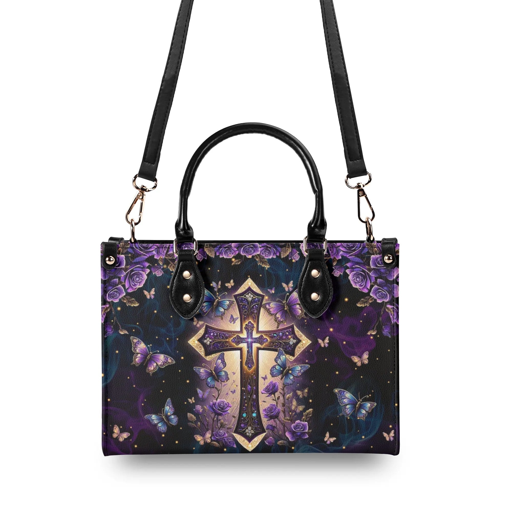 Cross Rose Butterfly Leather Handbag - Tlpq1707244