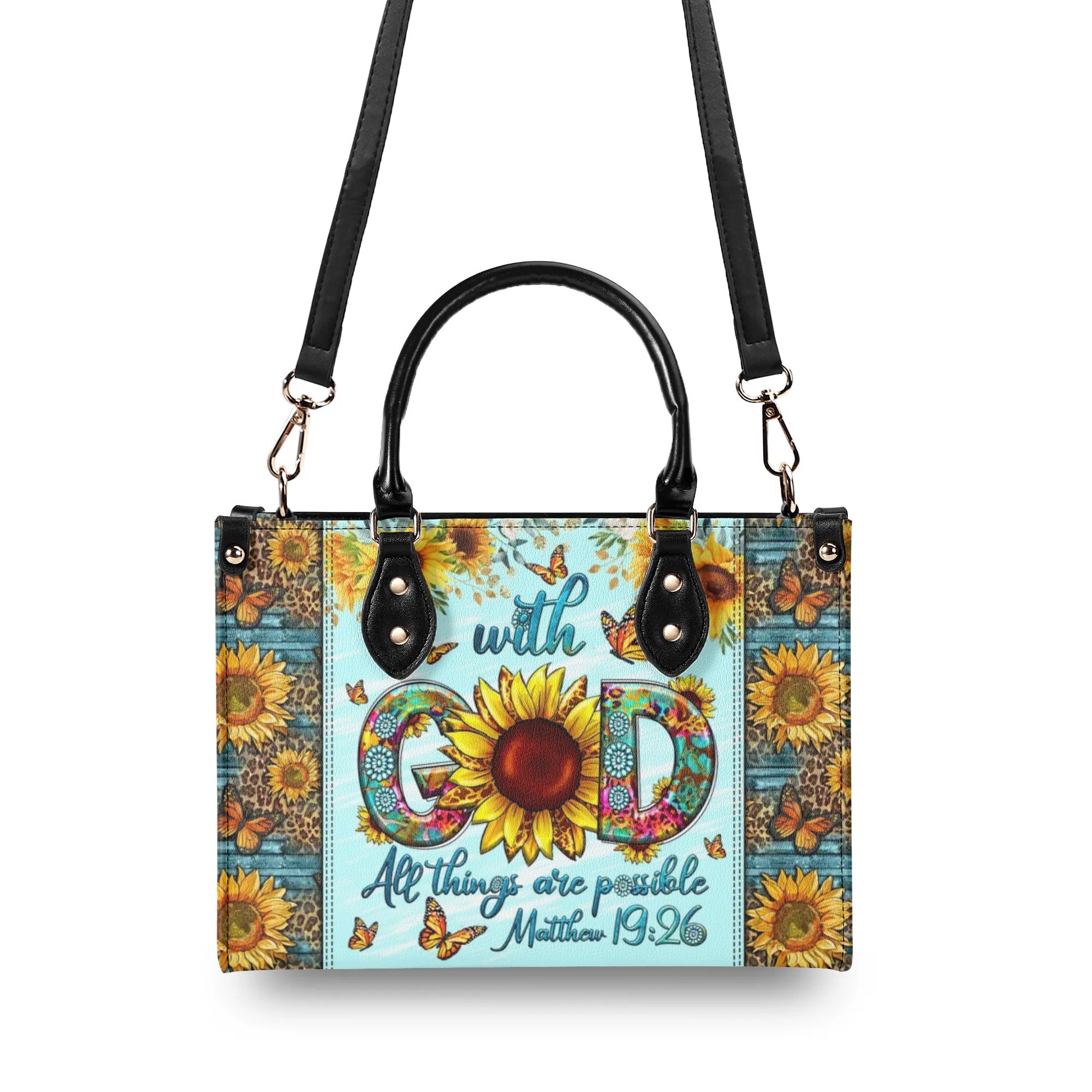 With God All Things Are Possible Sunflower Leather Handbag - Tltw2806243