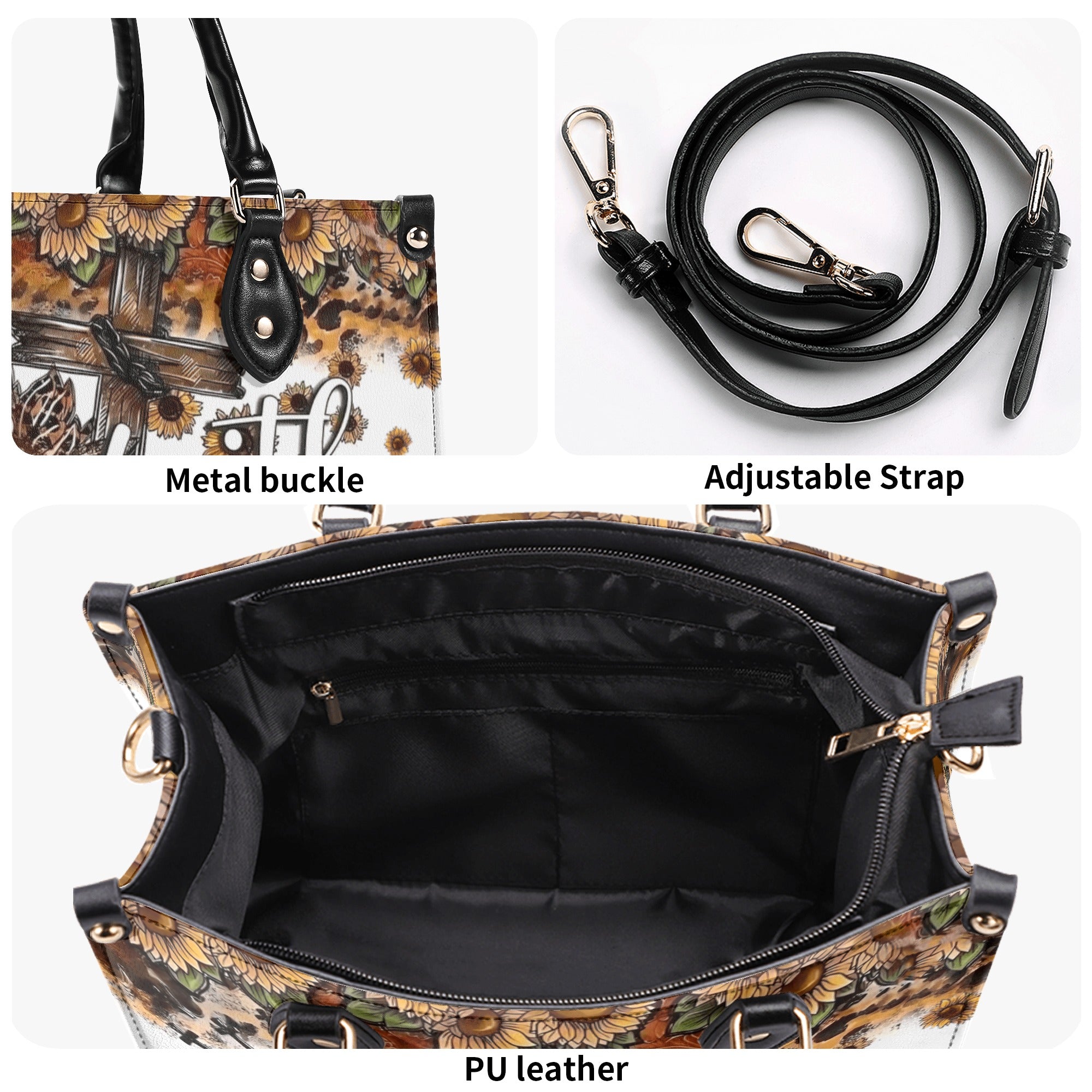 Faith Cross Sunflower Leather Handbag - Yhhn1112245