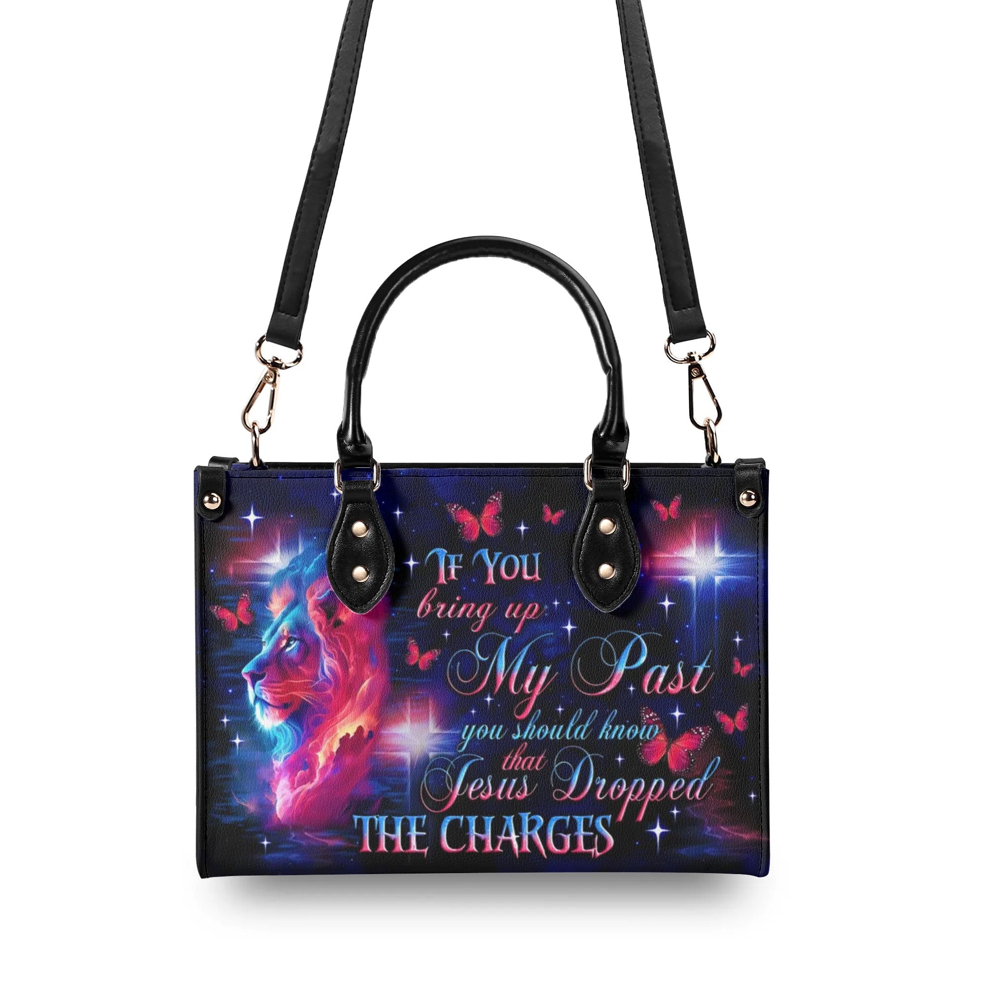 Jesus Dropped The Charges Lion Leather Handbag - Tlno2706241