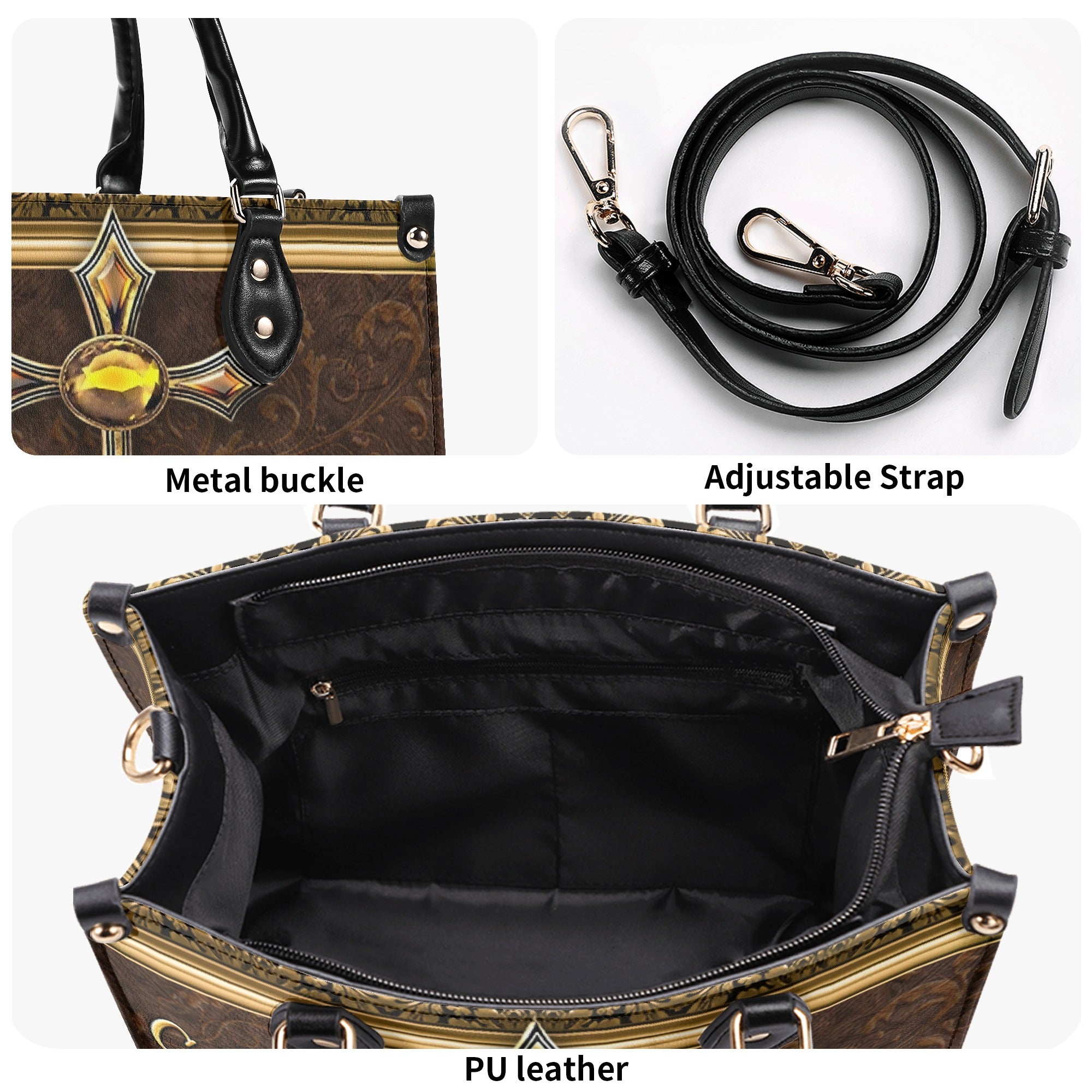 God Is My Strength Leather Handbag - Yhln1903254