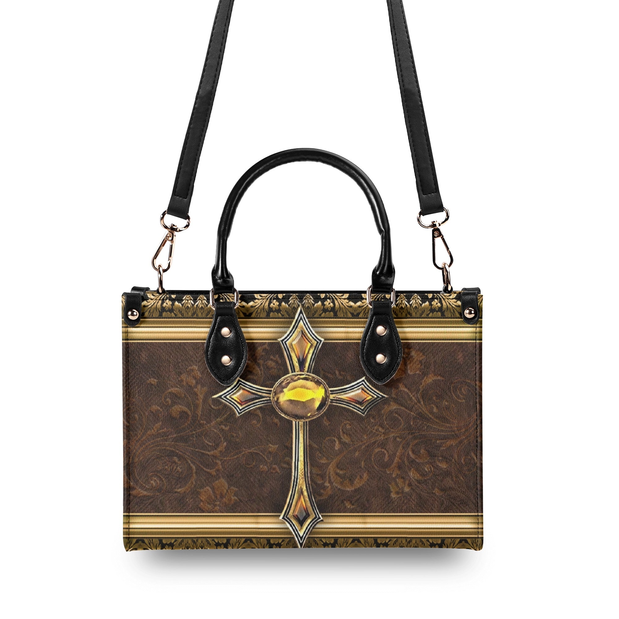 God Is My Strength Leather Handbag - Yhln1903254