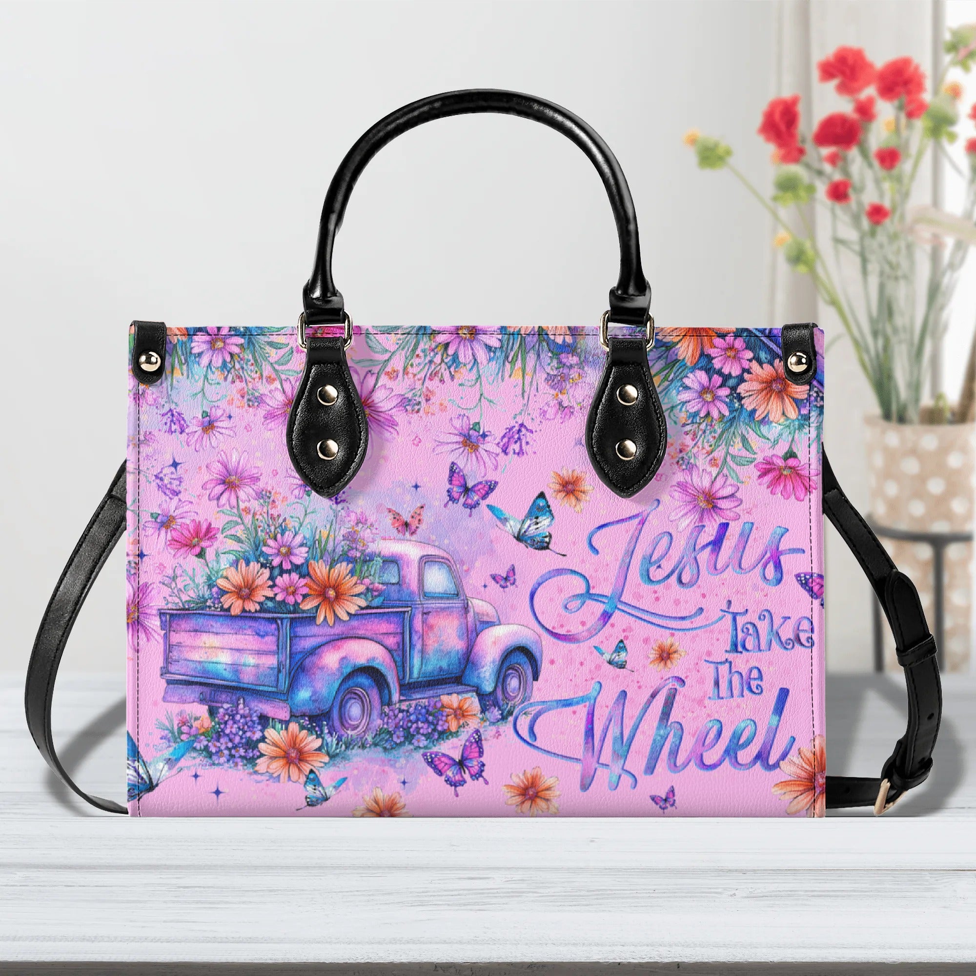 Jesus Take The Wheel Leather Handbag - Tyqy1806256