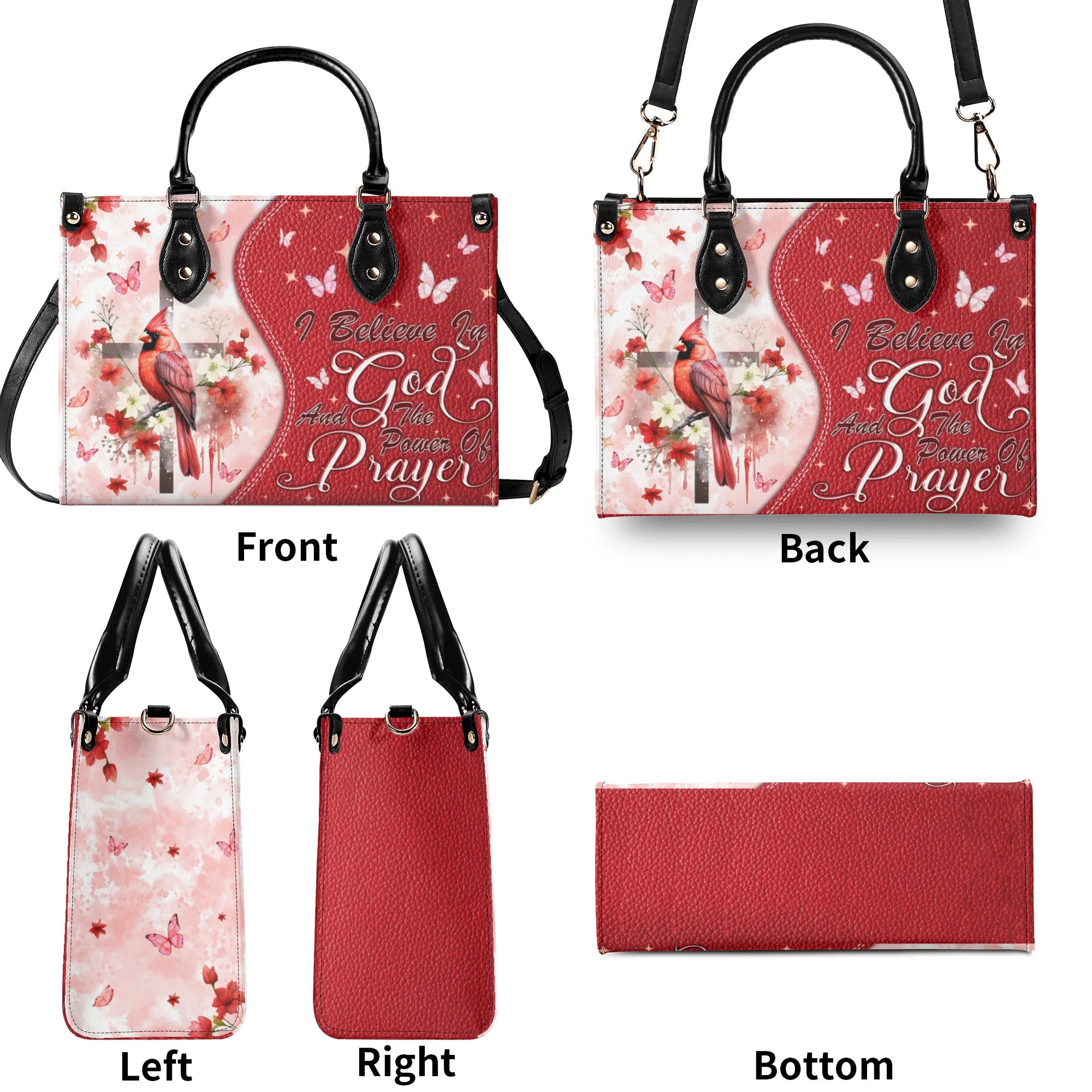I Believe In God Cardinal Leather Handbag   - Tlpq0210245