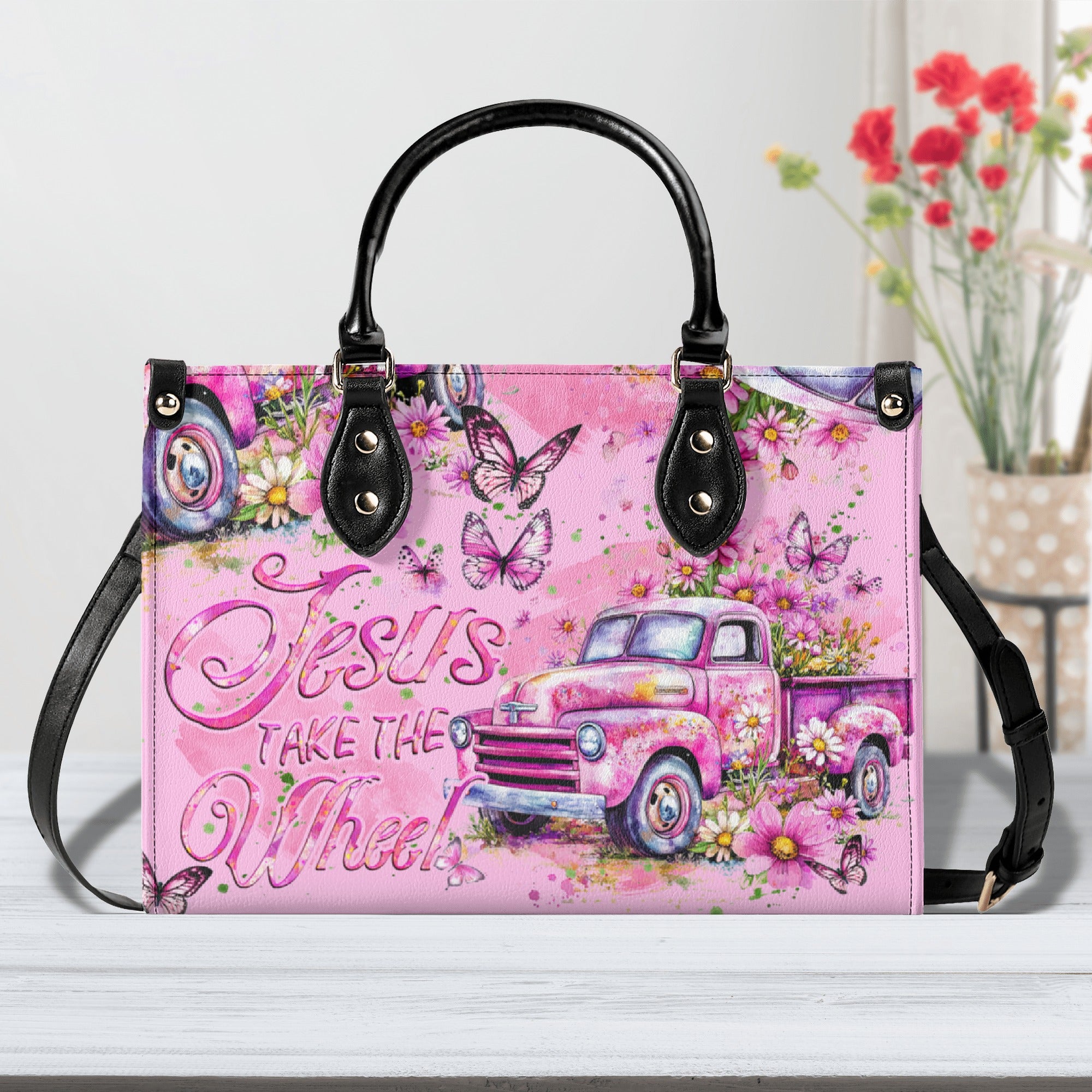 Jesus Take The Wheel Leather Handbag - Tyqy1604256