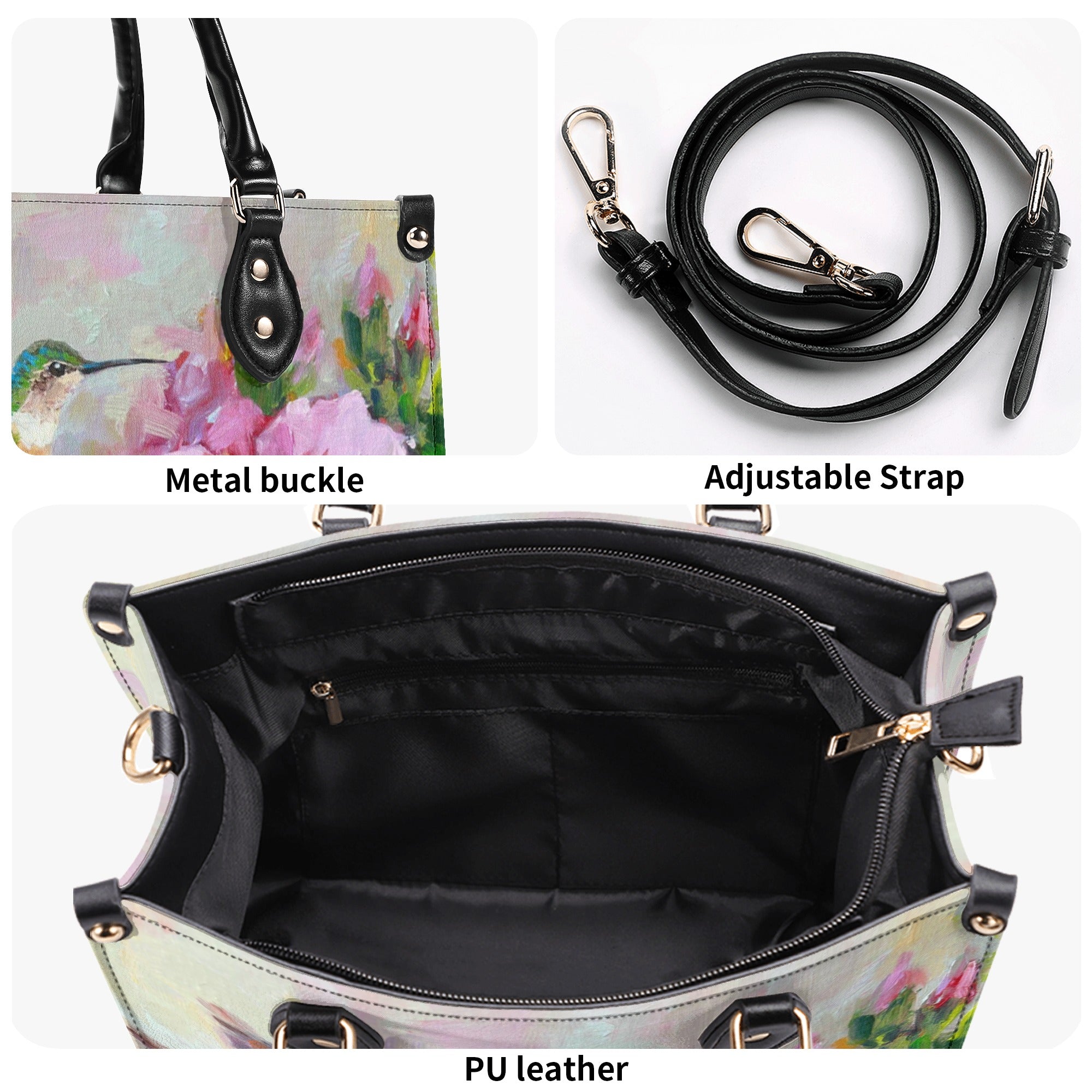 Painting Hummingbird Leather Handbag - Yhhn2111244