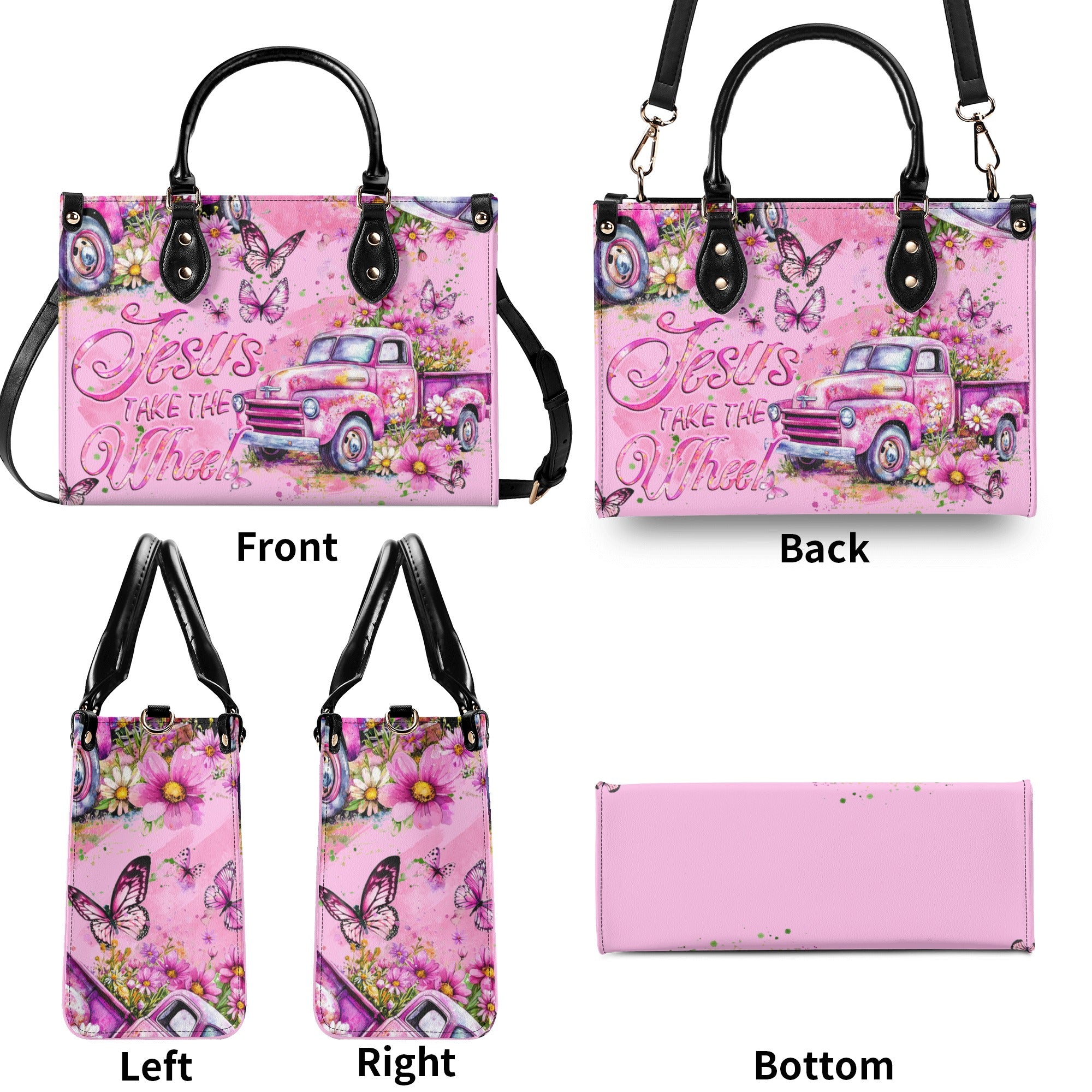 Jesus Take The Wheel Leather Handbag - Tyqy1604256