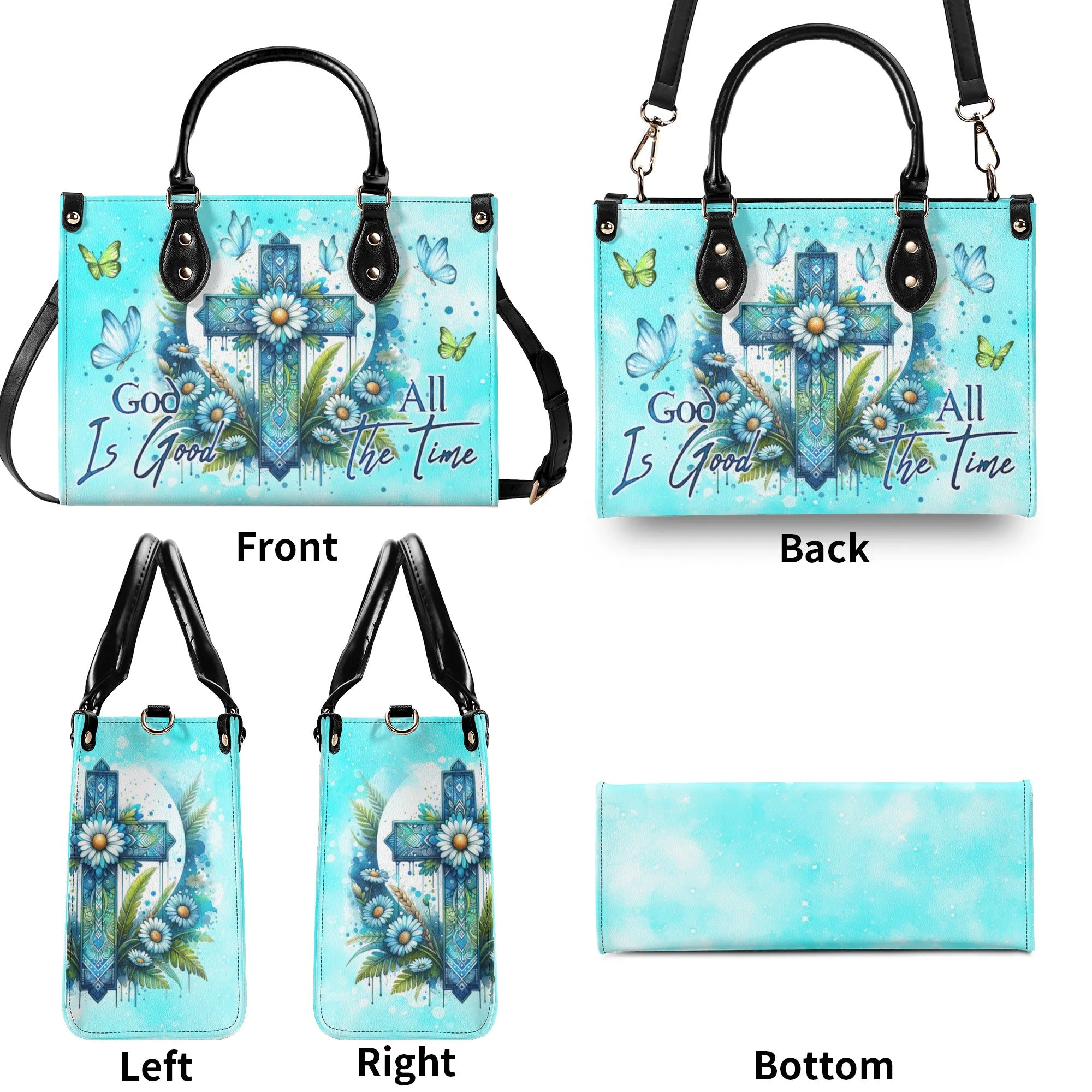 God Is Good All The Time Cross Daisies Leather Handbag - Tlno2207244