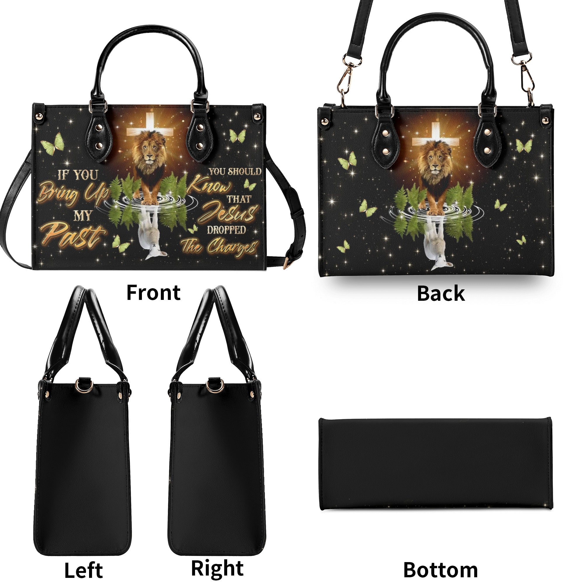 Jesus Dropped The Charges Lion Leather Handbag - Yhln0611244