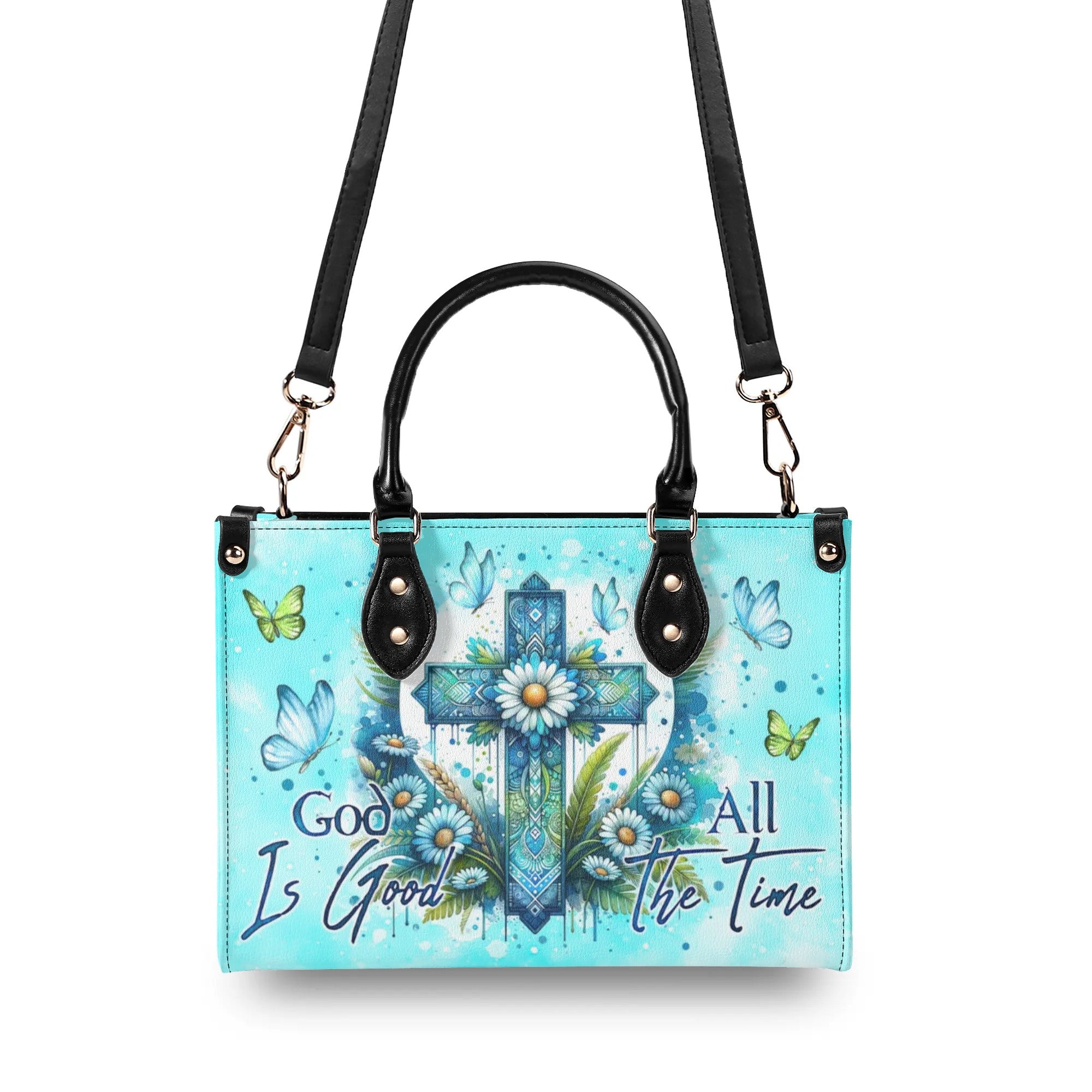 God Is Good All The Time Cross Daisies Leather Handbag - Tlno2207244