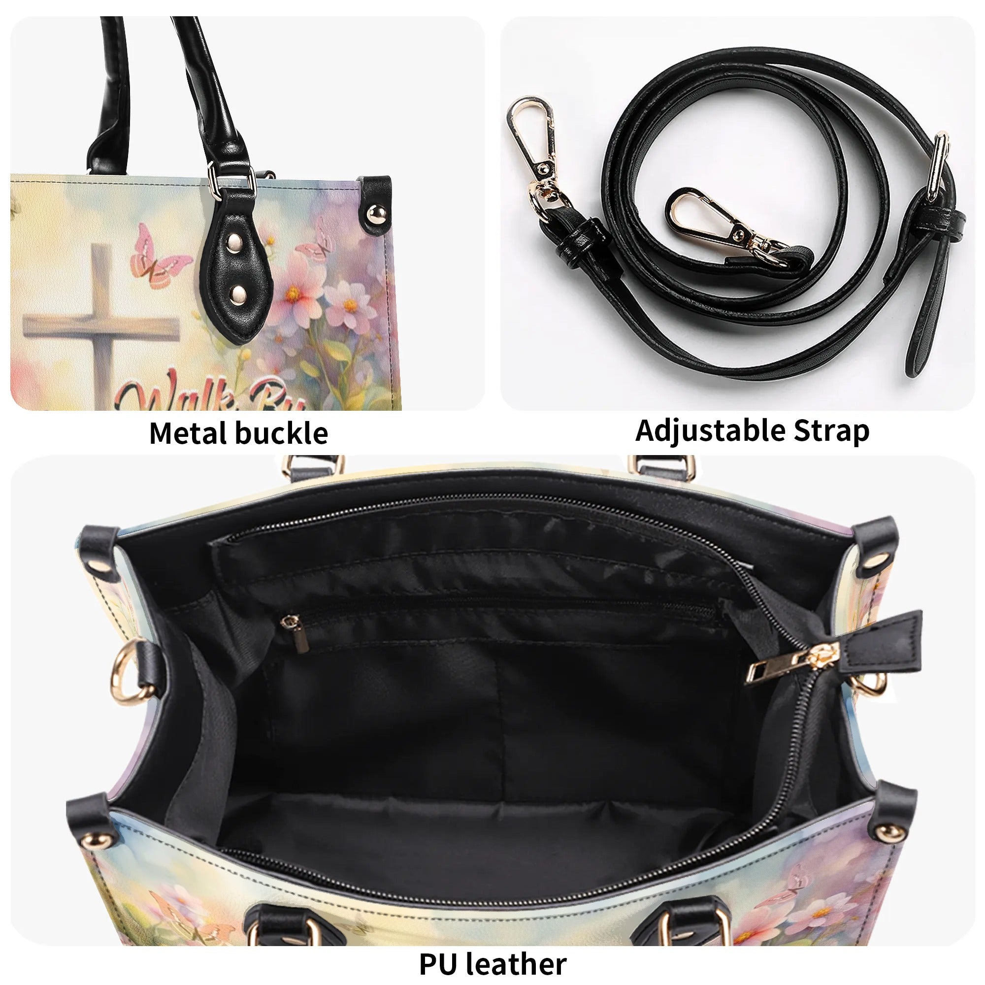 Walk By Faith Flowers Leather Handbag - Yhhn0608244