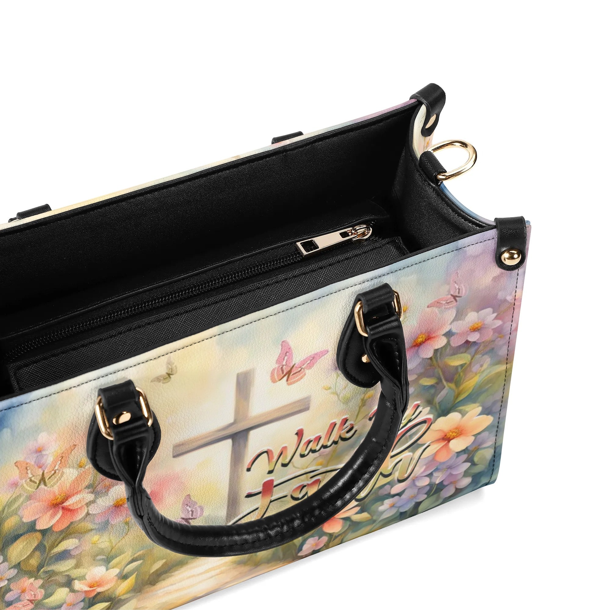 Walk By Faith Flowers Leather Handbag - Yhhn0608244