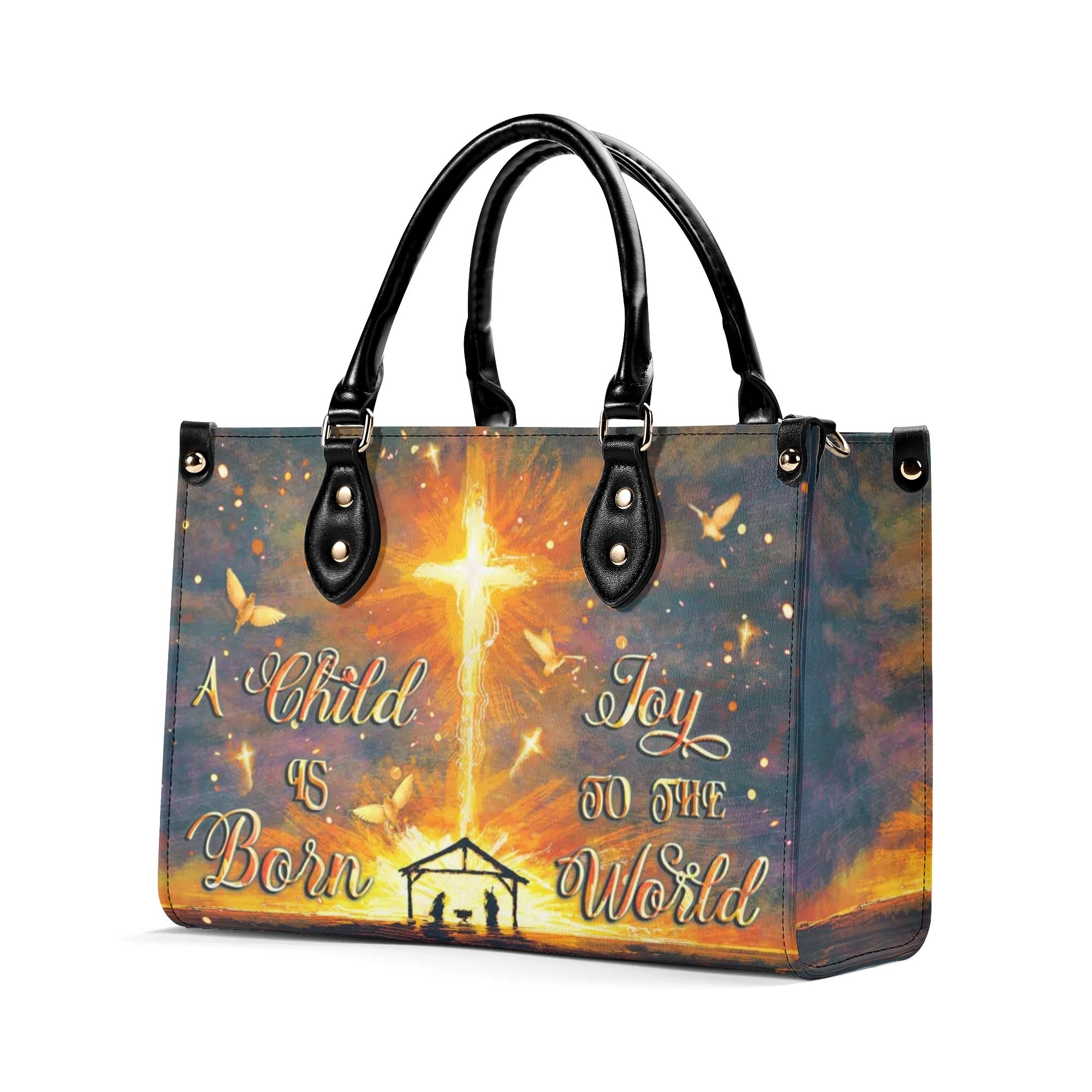 A Child Is Born Christmas Leather Handbag - Yhlt0810244