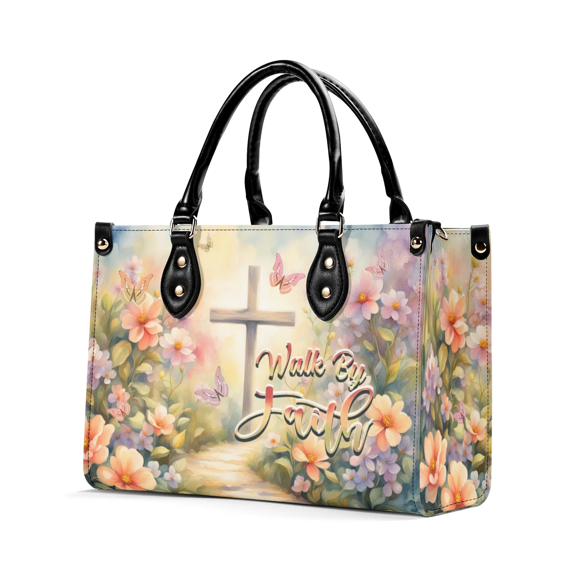 Walk By Faith Flowers Leather Handbag - Yhhn0608244