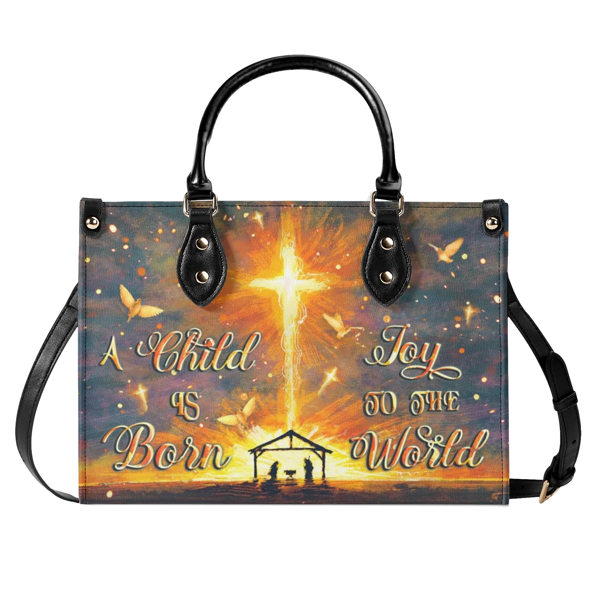 A Child Is Born Christmas Leather Handbag - Yhlt0810244