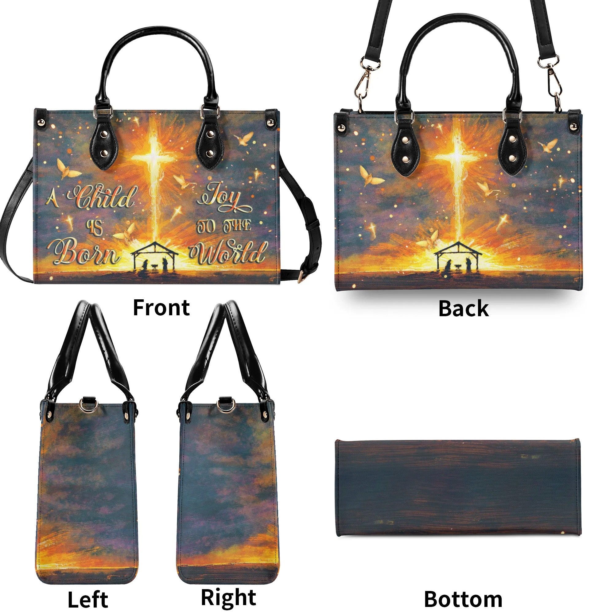 A Child Is Born Christmas Leather Handbag - Yhlt0810244